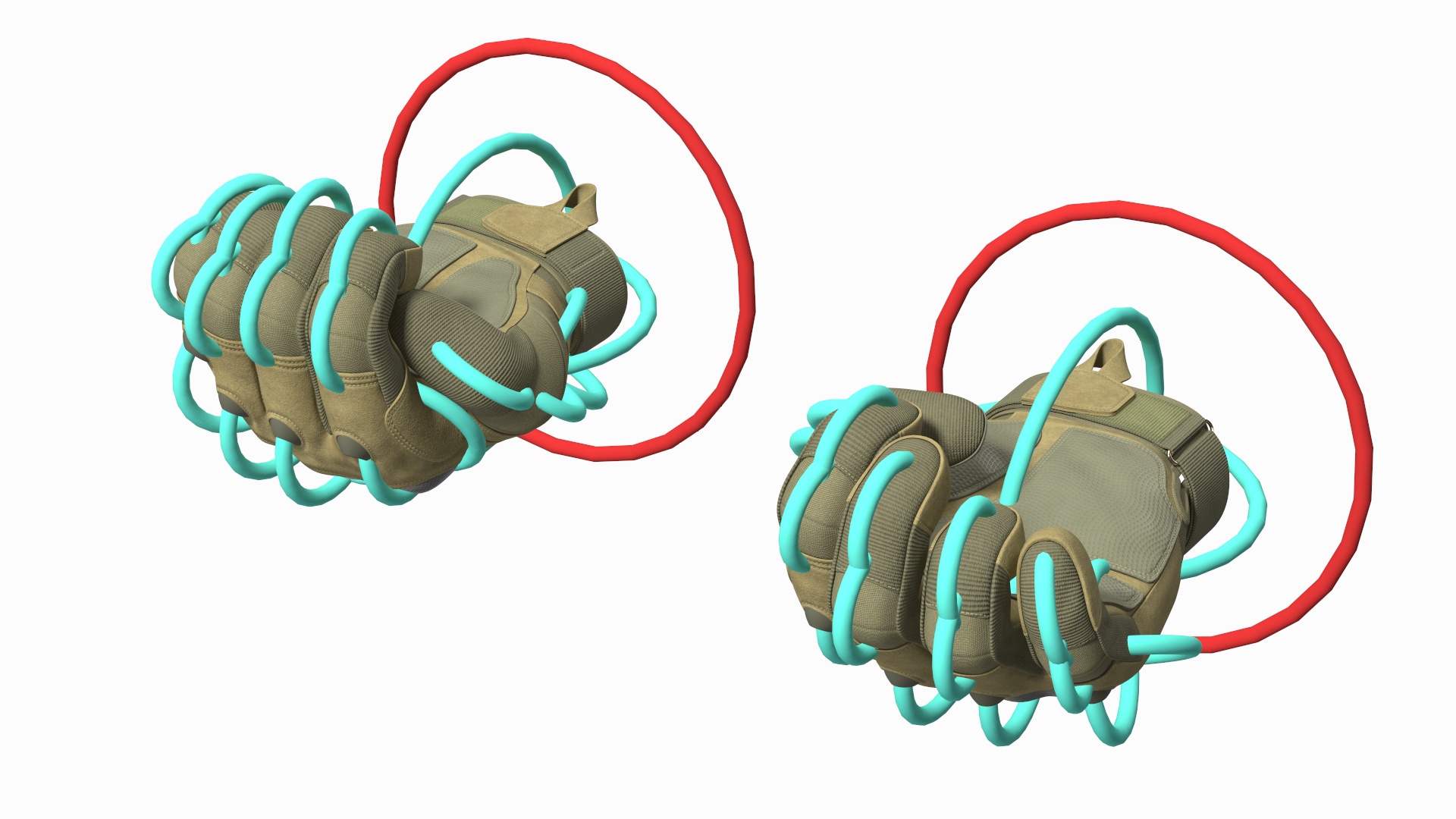 Shockproof Gloves Khaki Rigged for Maya 3D model
