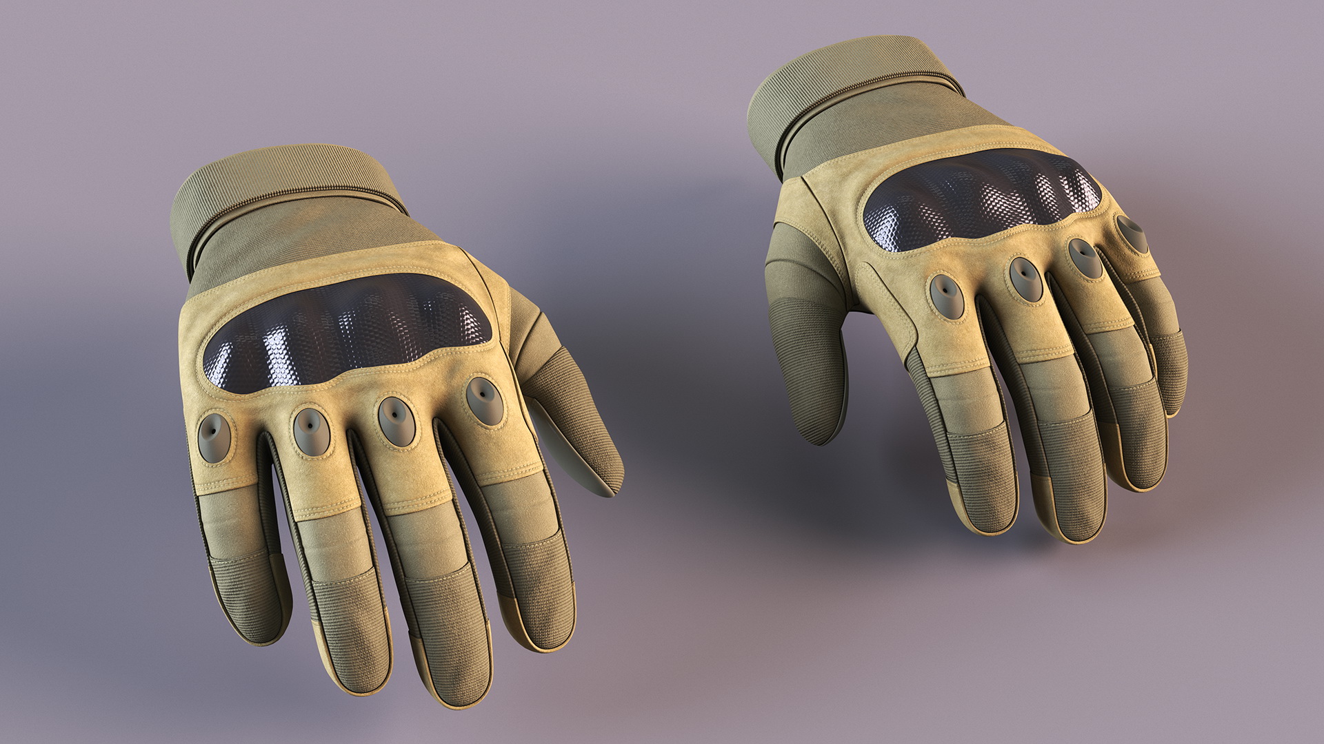 Shockproof Gloves Khaki Rigged for Maya 3D model