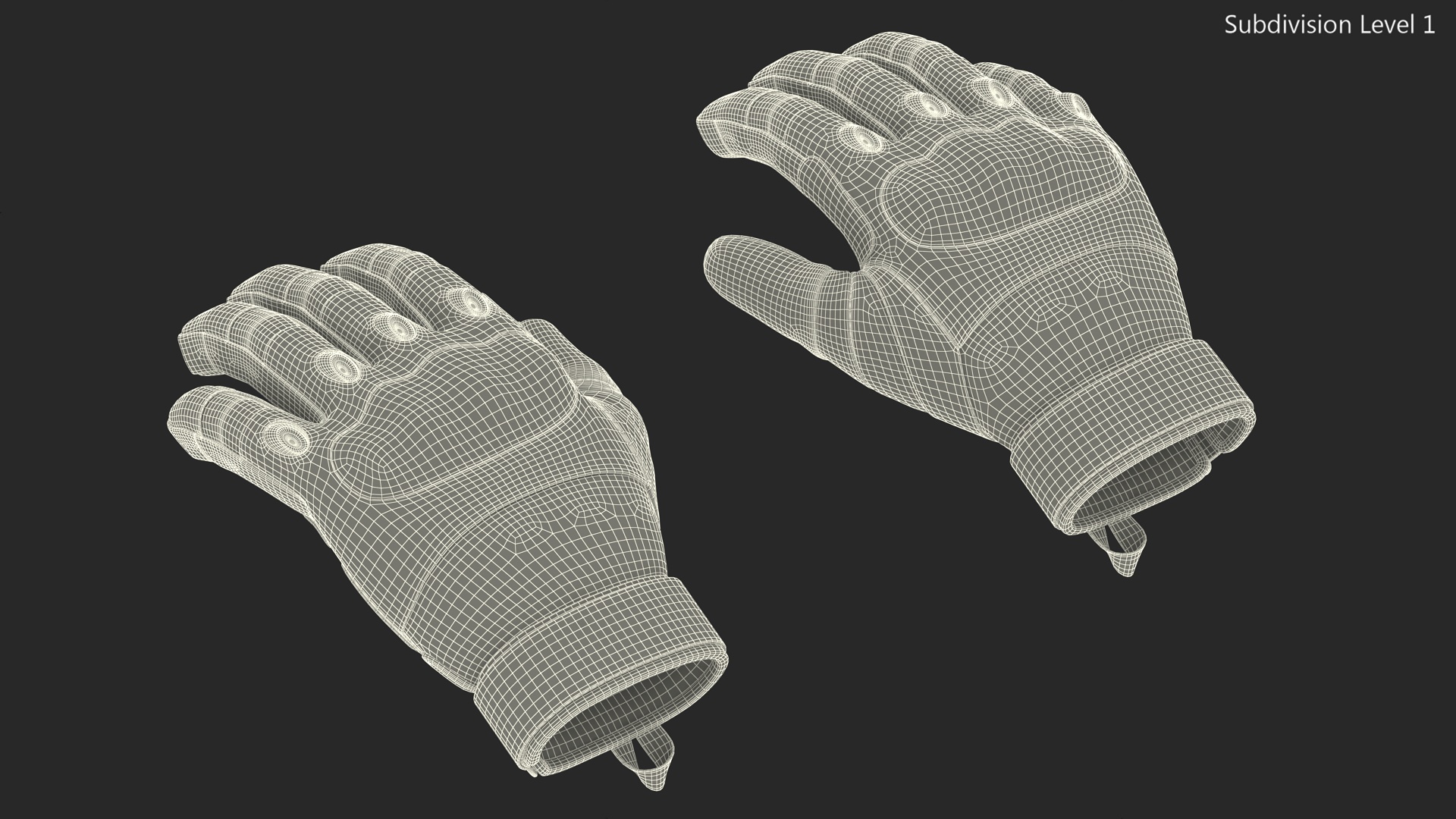 Shockproof Gloves Khaki Rigged for Maya 3D model