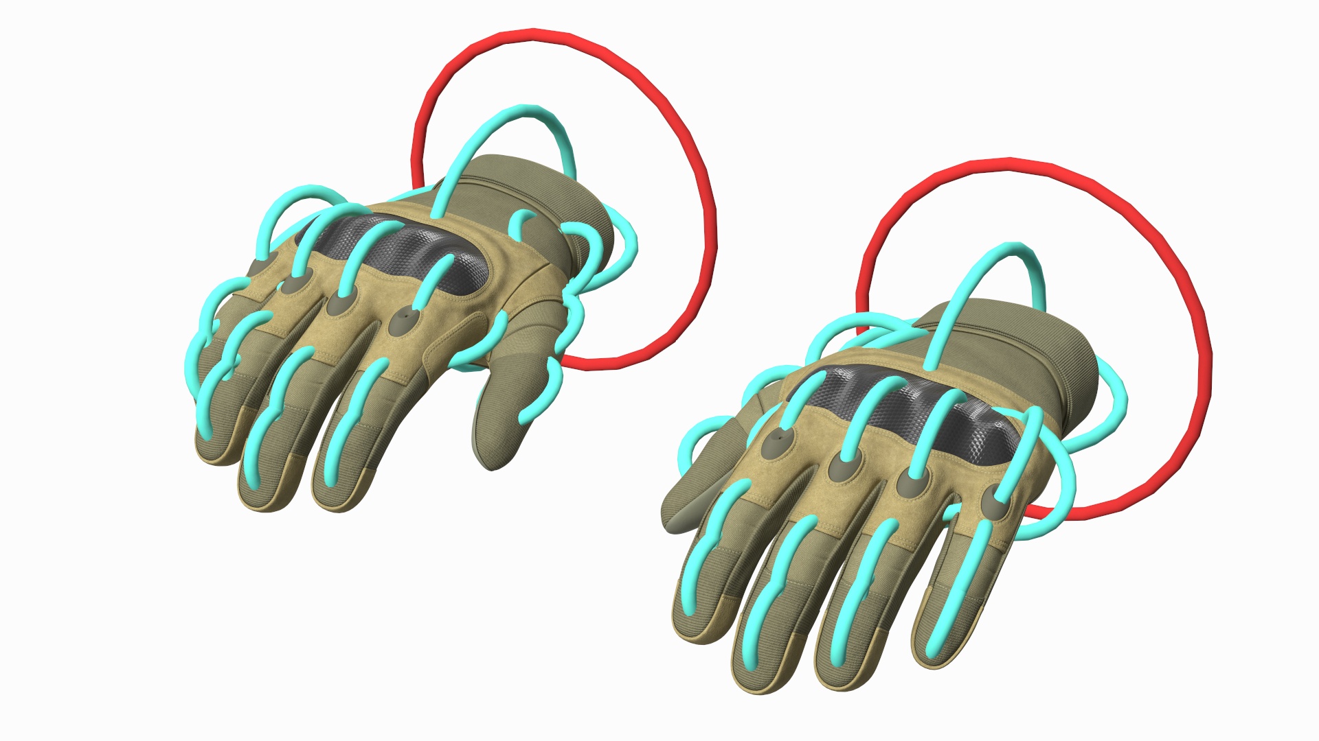 Shockproof Gloves Khaki Rigged for Maya 3D model