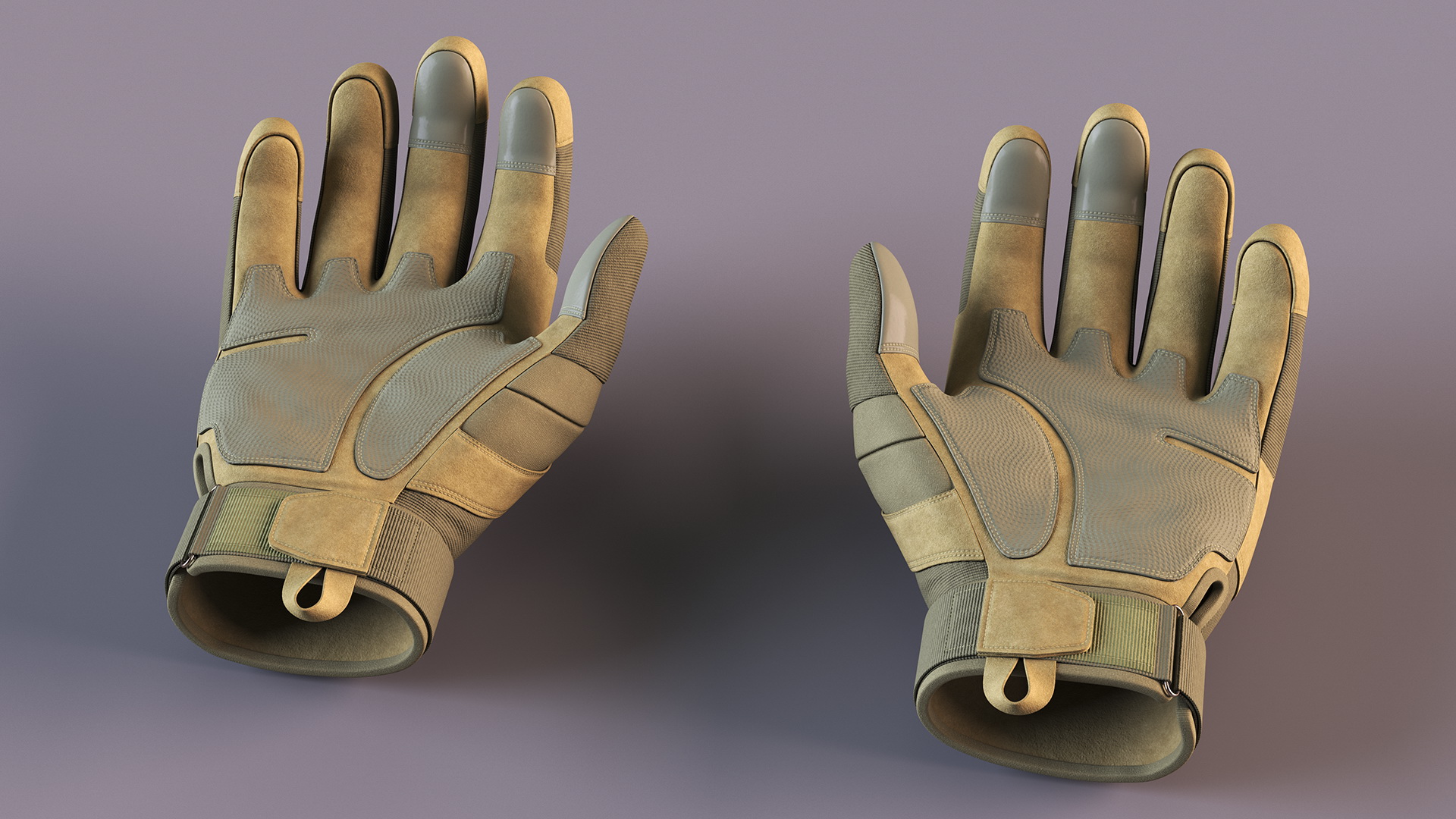 Shockproof Gloves Khaki Rigged for Maya 3D model
