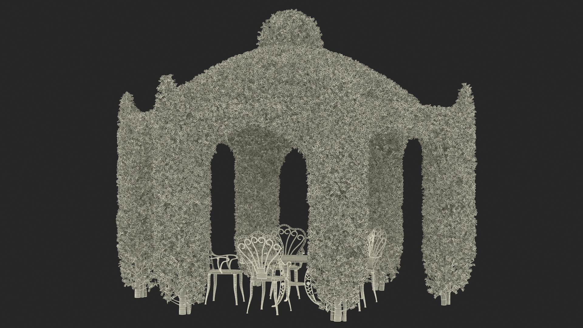 Ivy Gazebo with Garden Furniture 3D