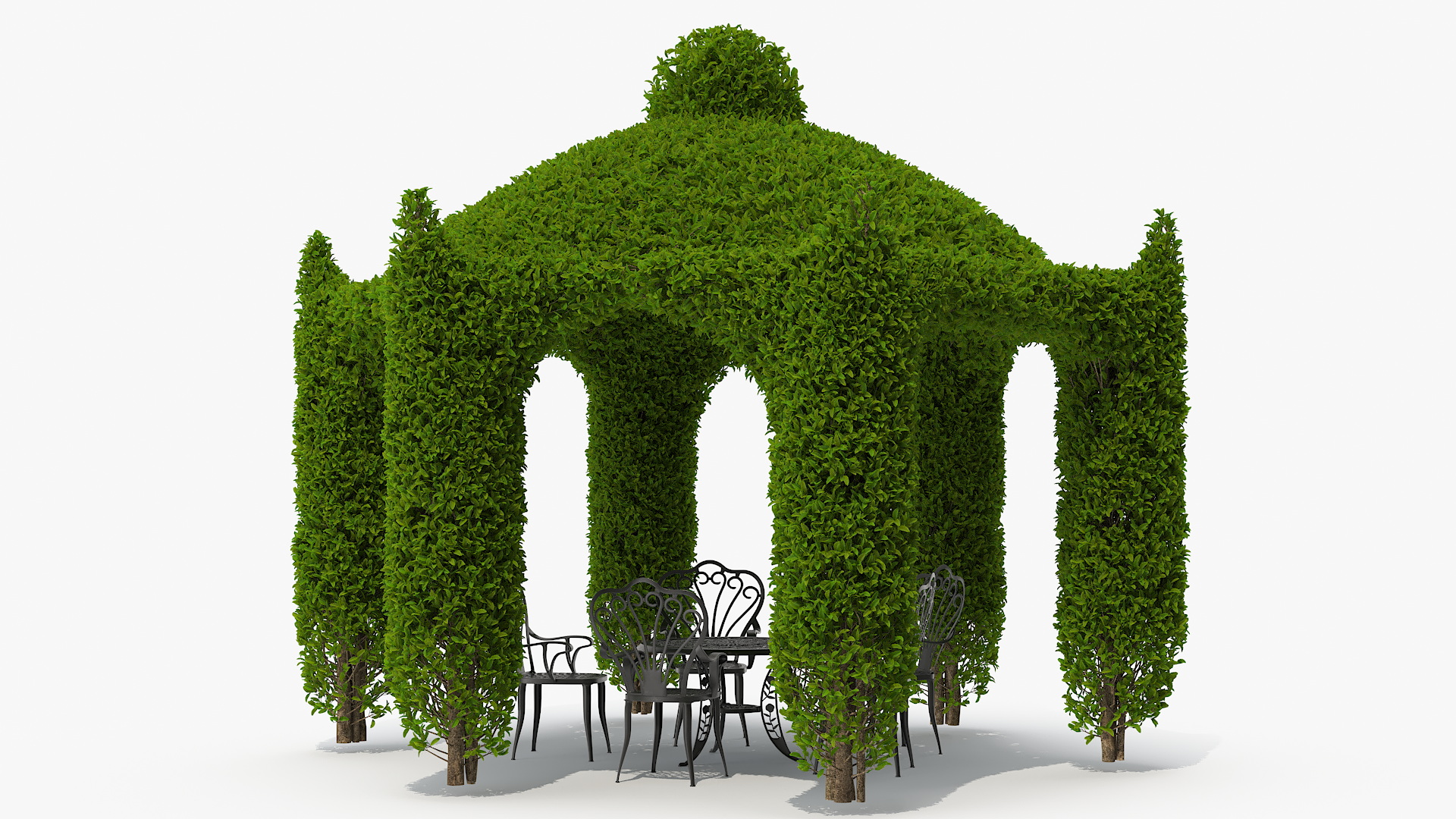 Ivy Gazebo with Garden Furniture 3D