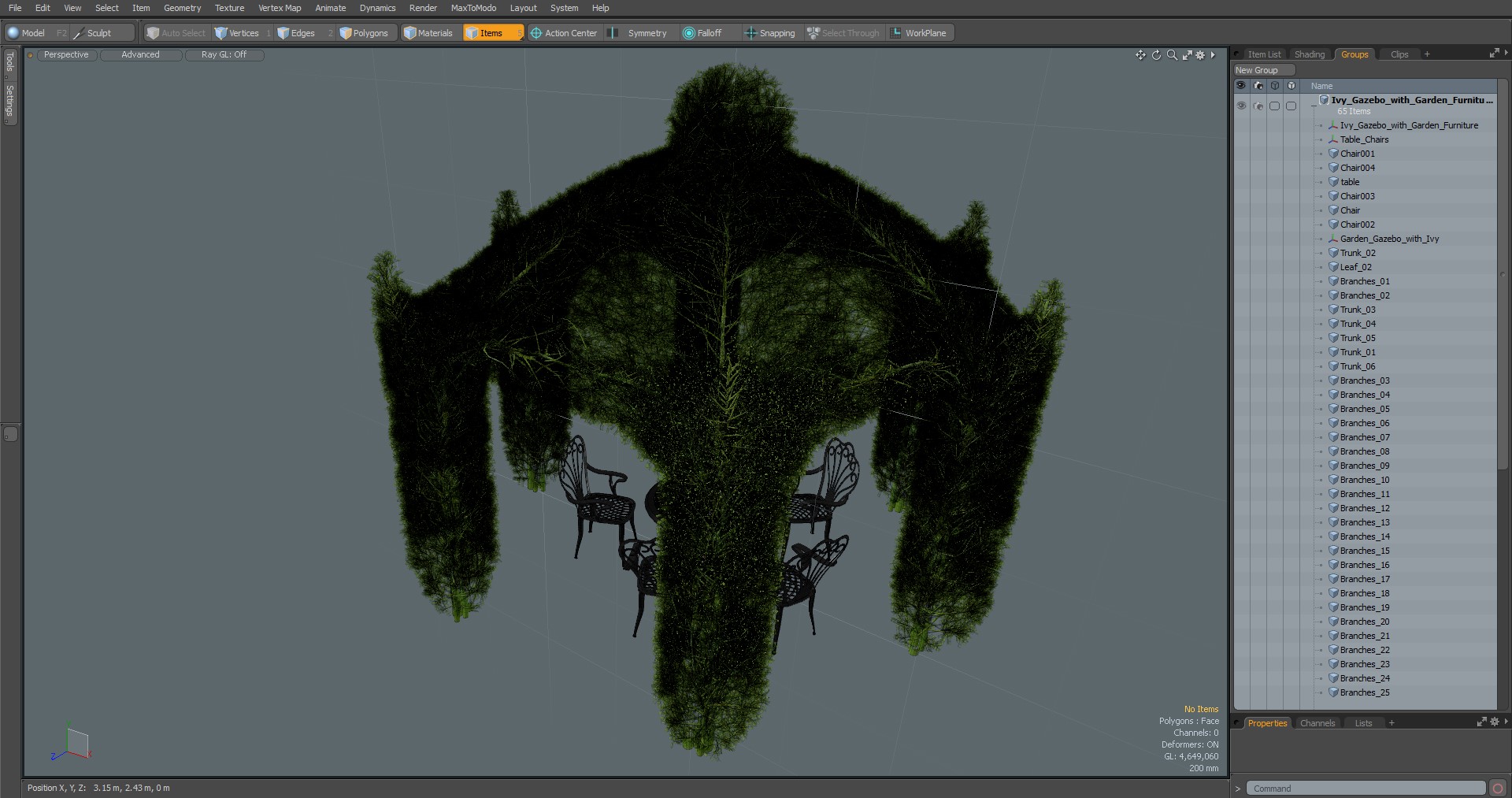 Ivy Gazebo with Garden Furniture 3D
