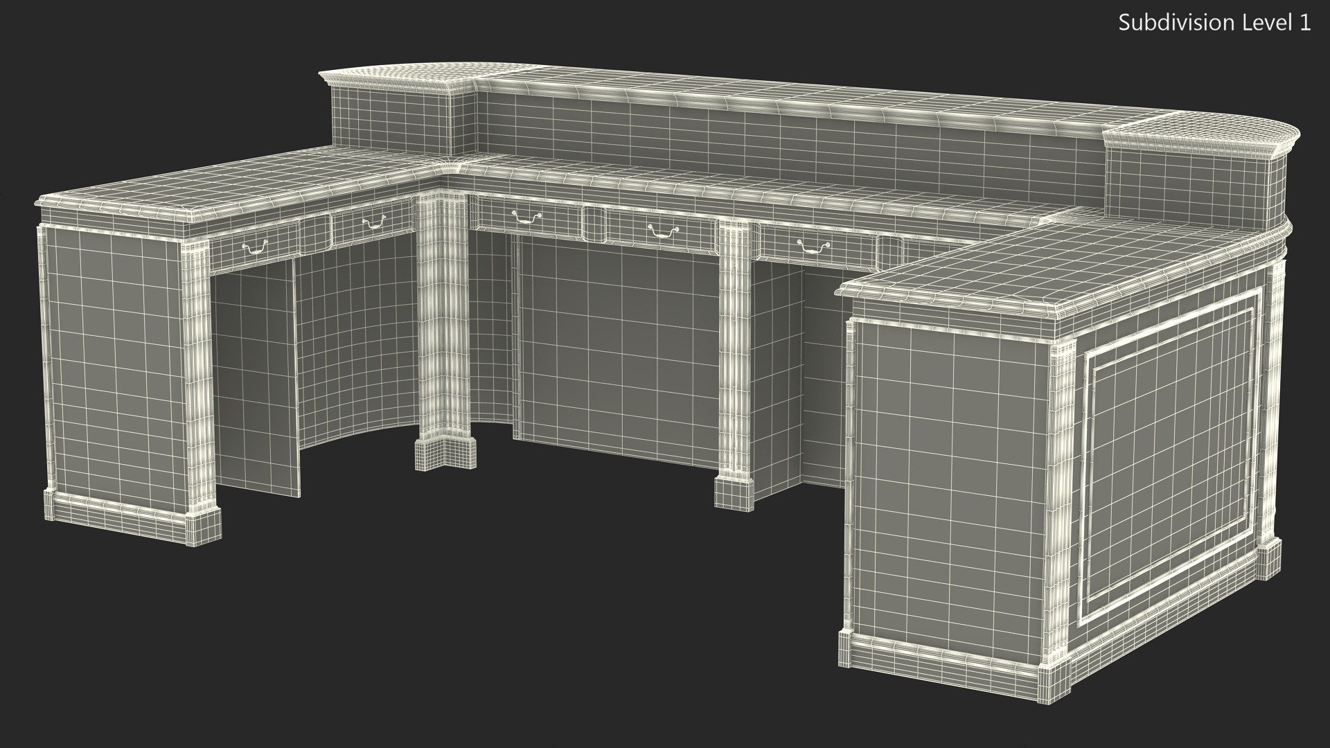 3D Reception Desk Classic Style model