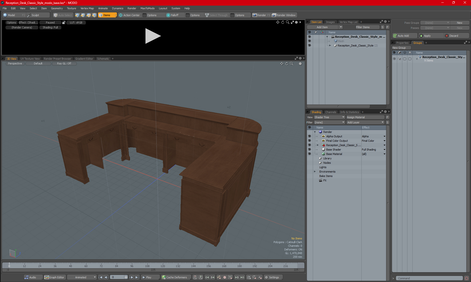 3D Reception Desk Classic Style model