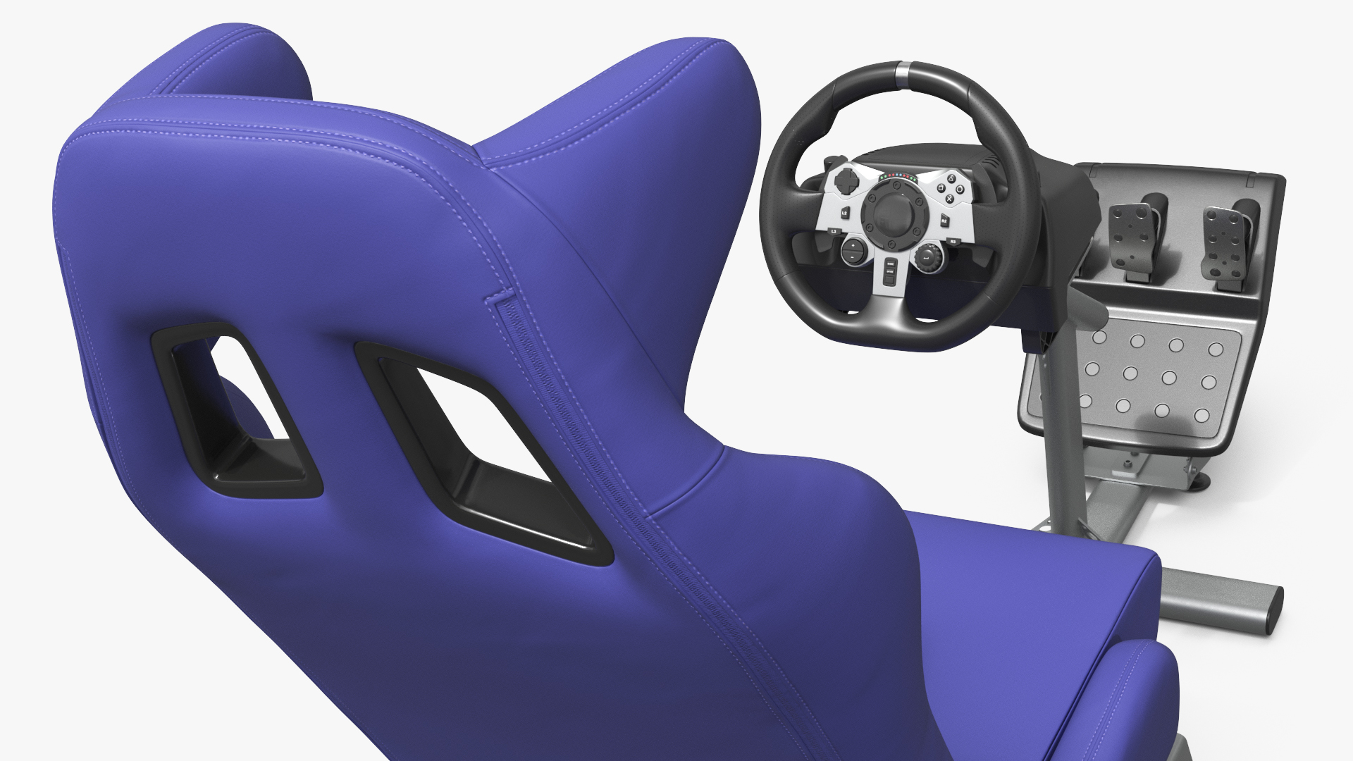 Gaming Racing Seat with Wheel Stand and Pedals, view 9