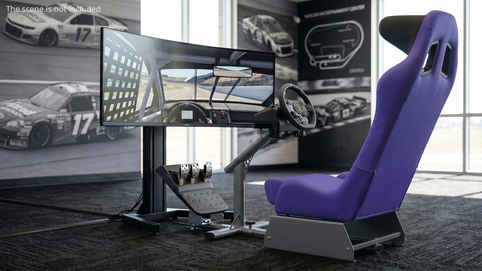Gaming Racing Seat with Wheel Stand and Pedals, view 5
