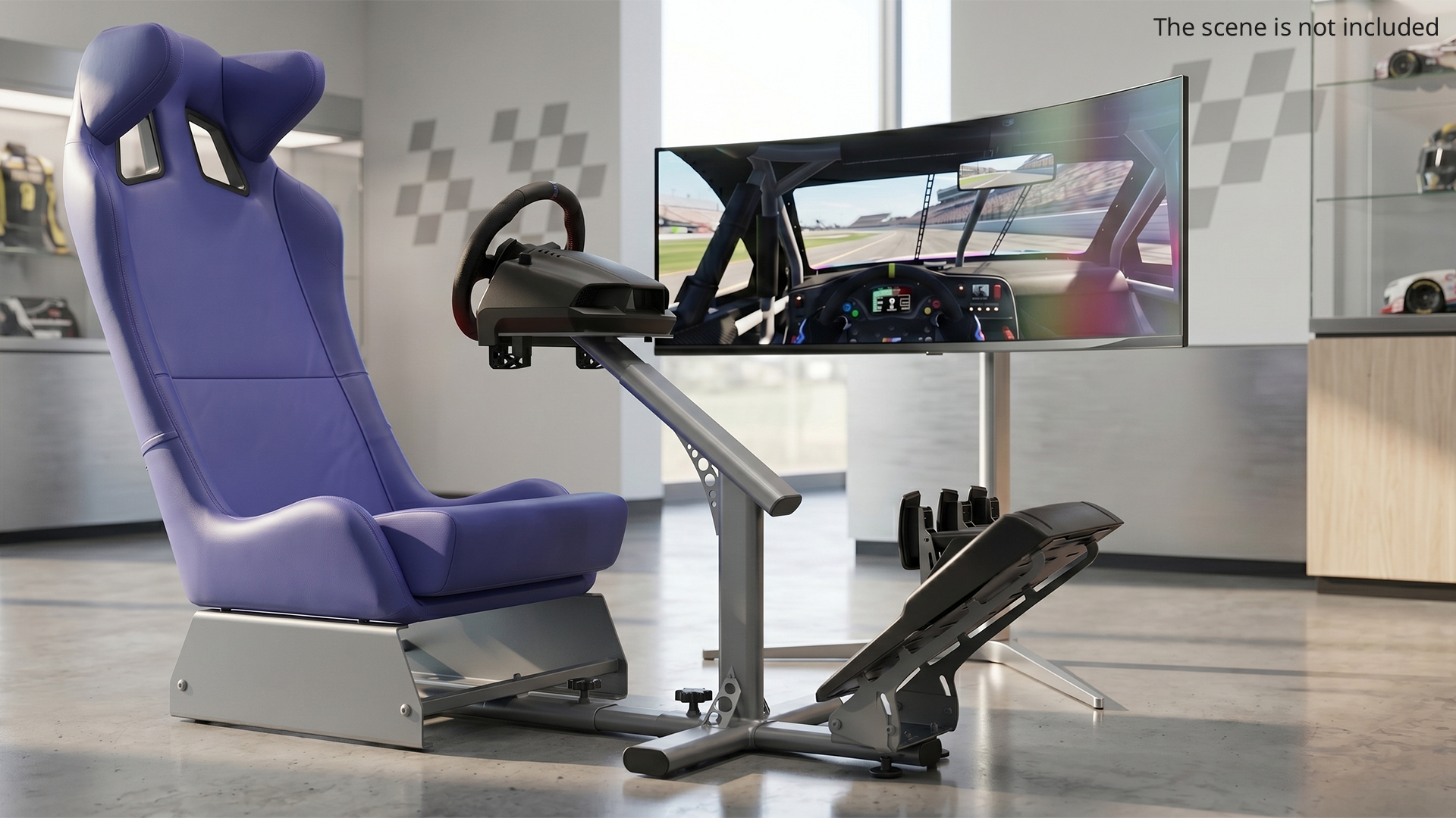 Gaming Racing Seat with Wheel Stand and Pedals, view 4