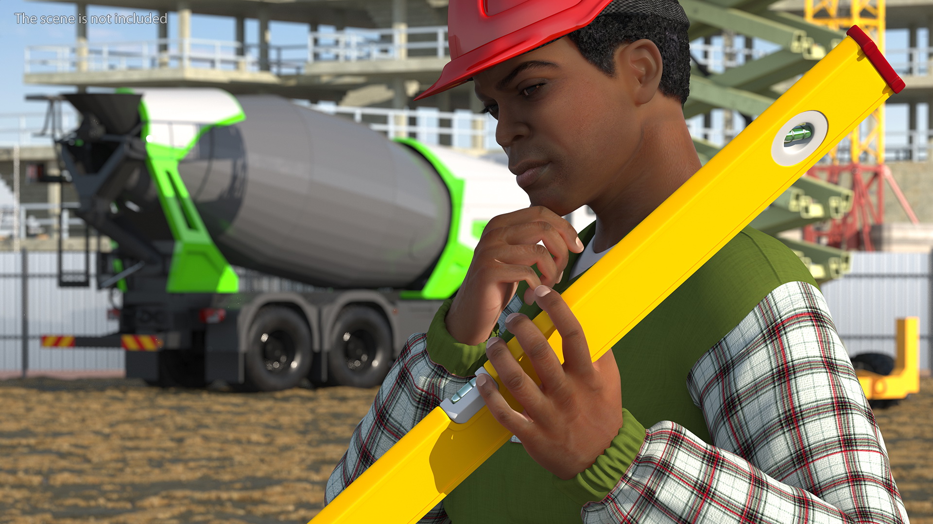3D Light Skinned Black Builder Standing Pose