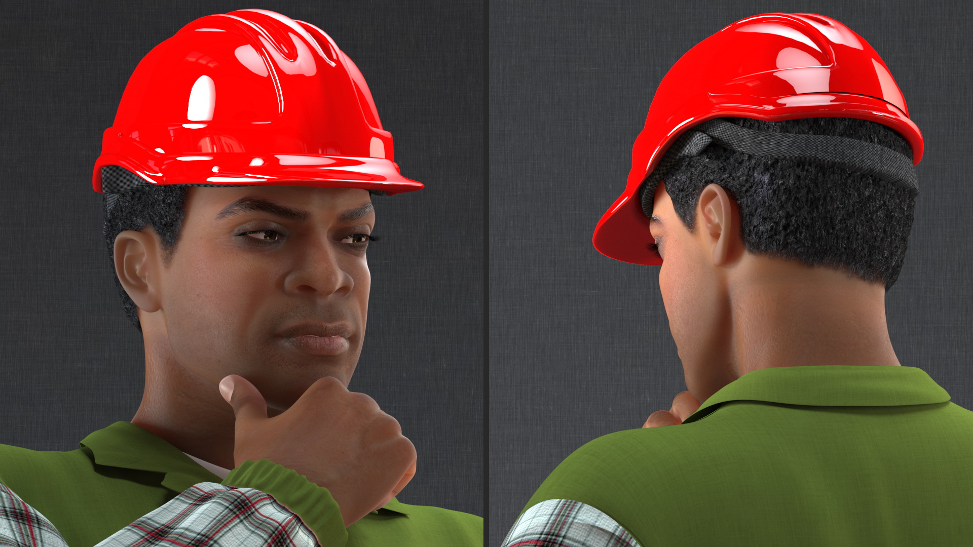 3D Light Skinned Black Builder Standing Pose