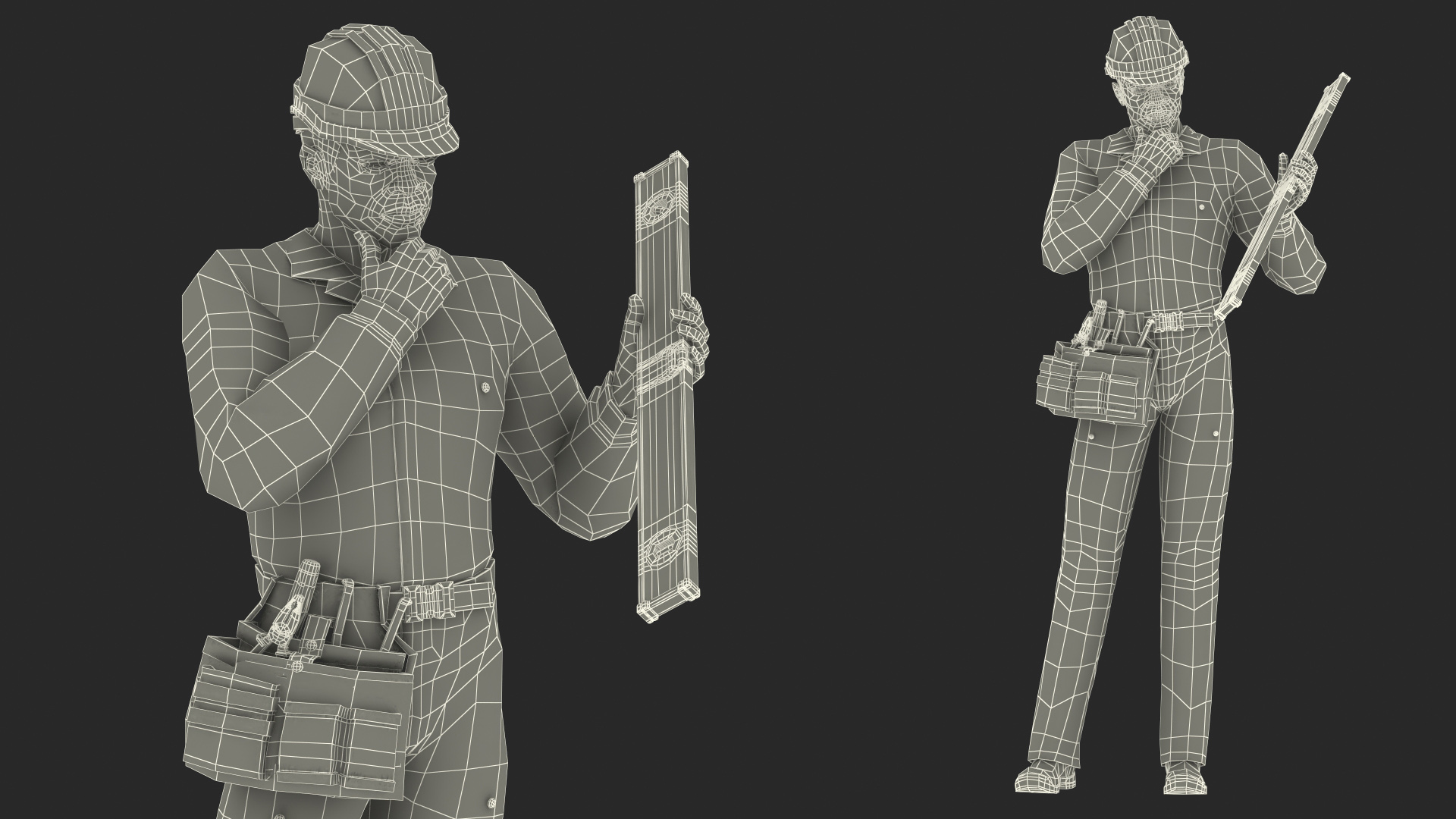 3D Light Skinned Black Builder Standing Pose