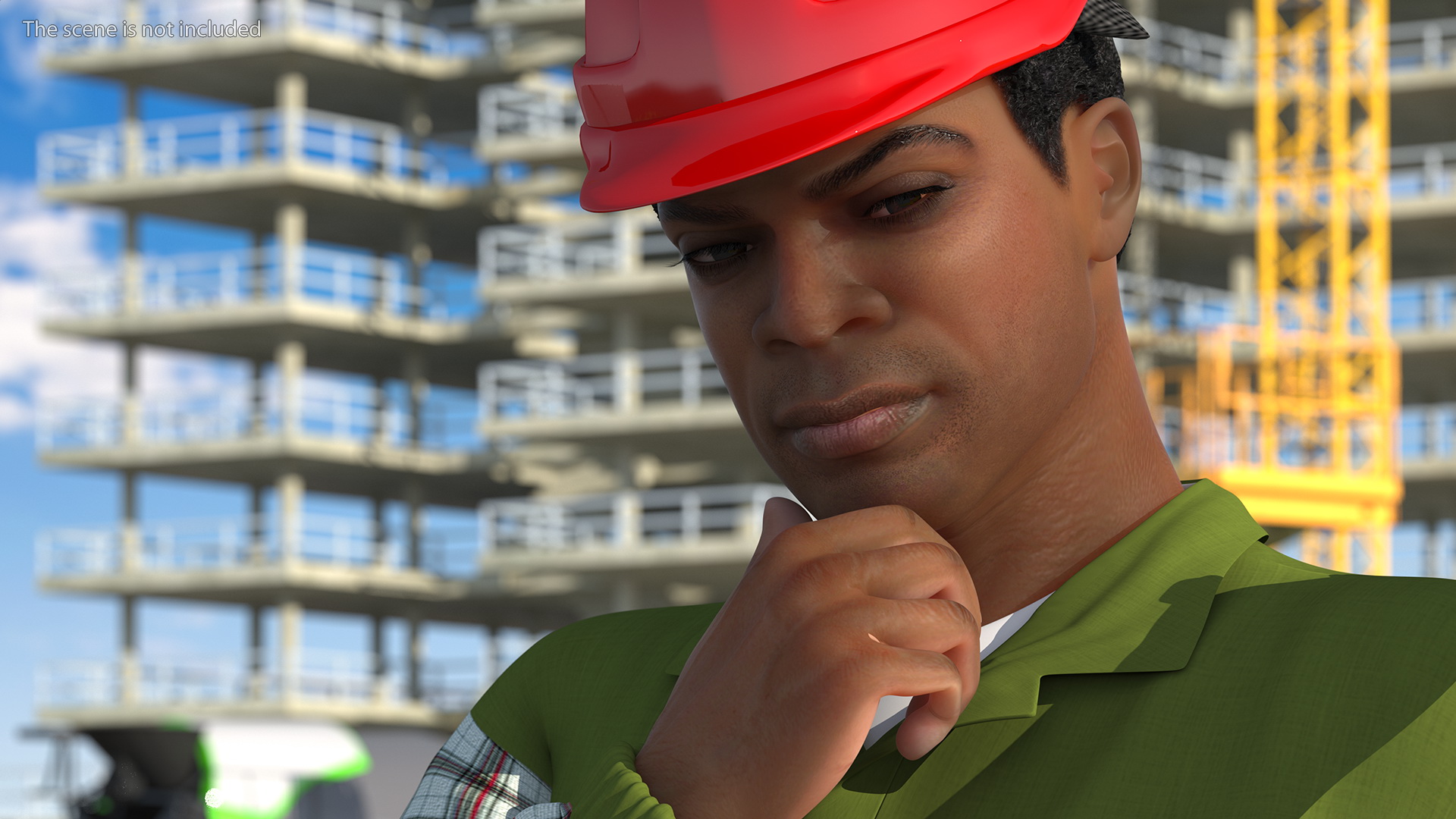 3D Light Skinned Black Builder Standing Pose