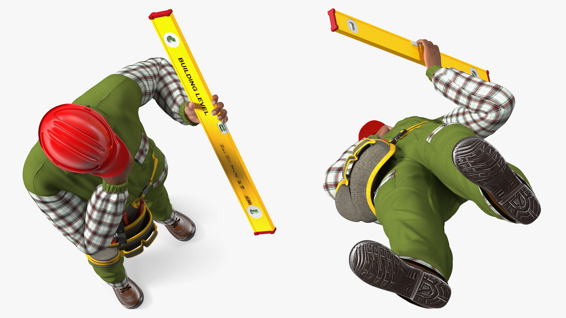3D Light Skinned Black Builder Standing Pose