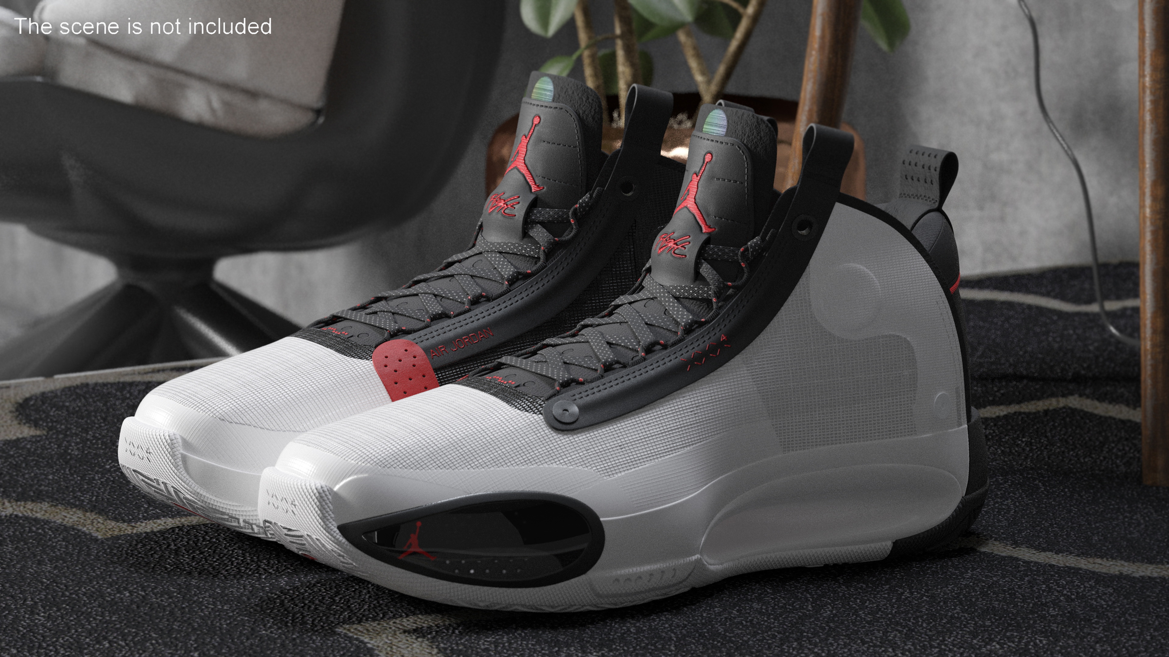 3D model Nike Air Jordan 34 XXXIV Bred White Black Red