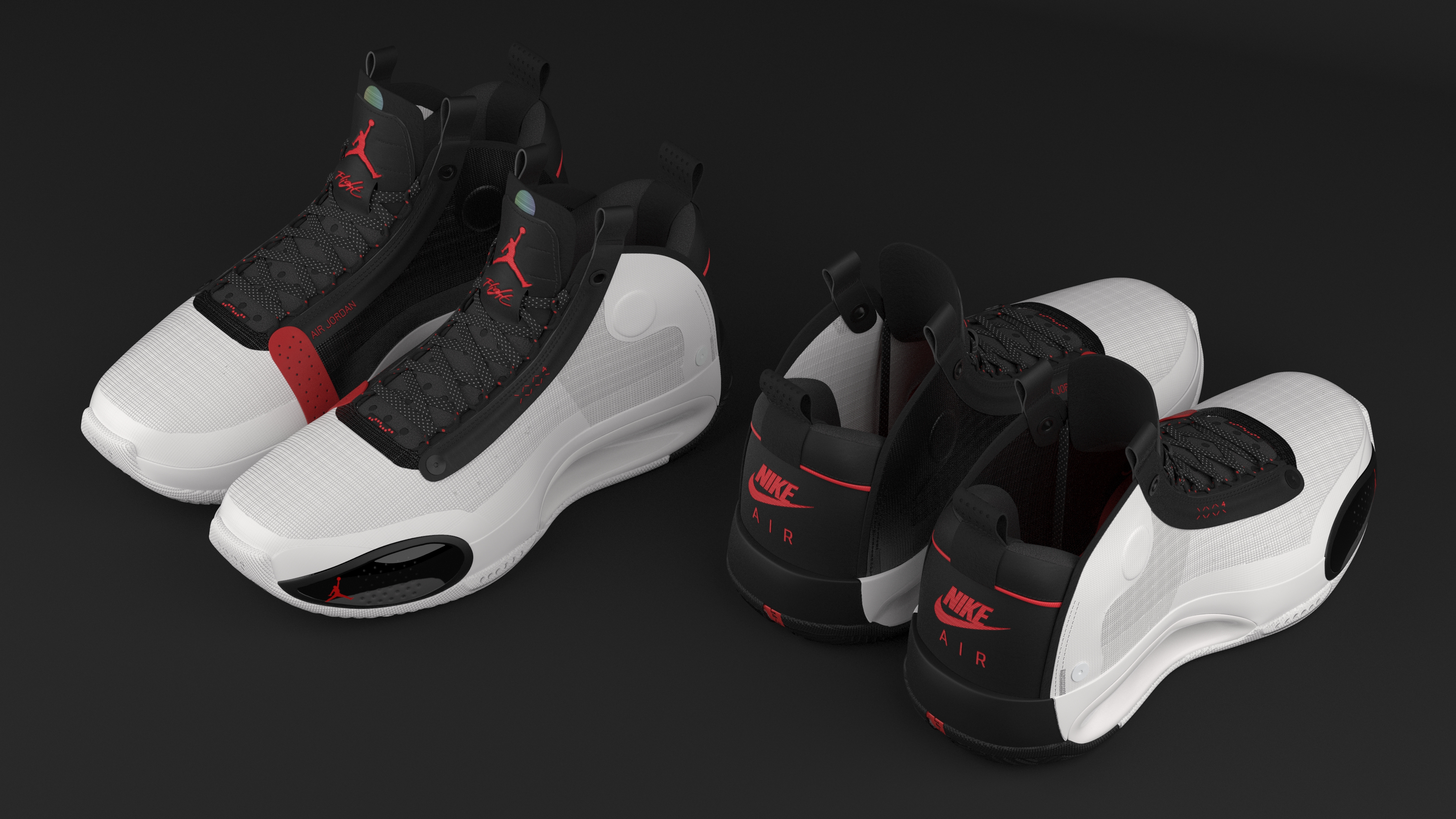 3D model Nike Air Jordan 34 XXXIV Bred White Black Red