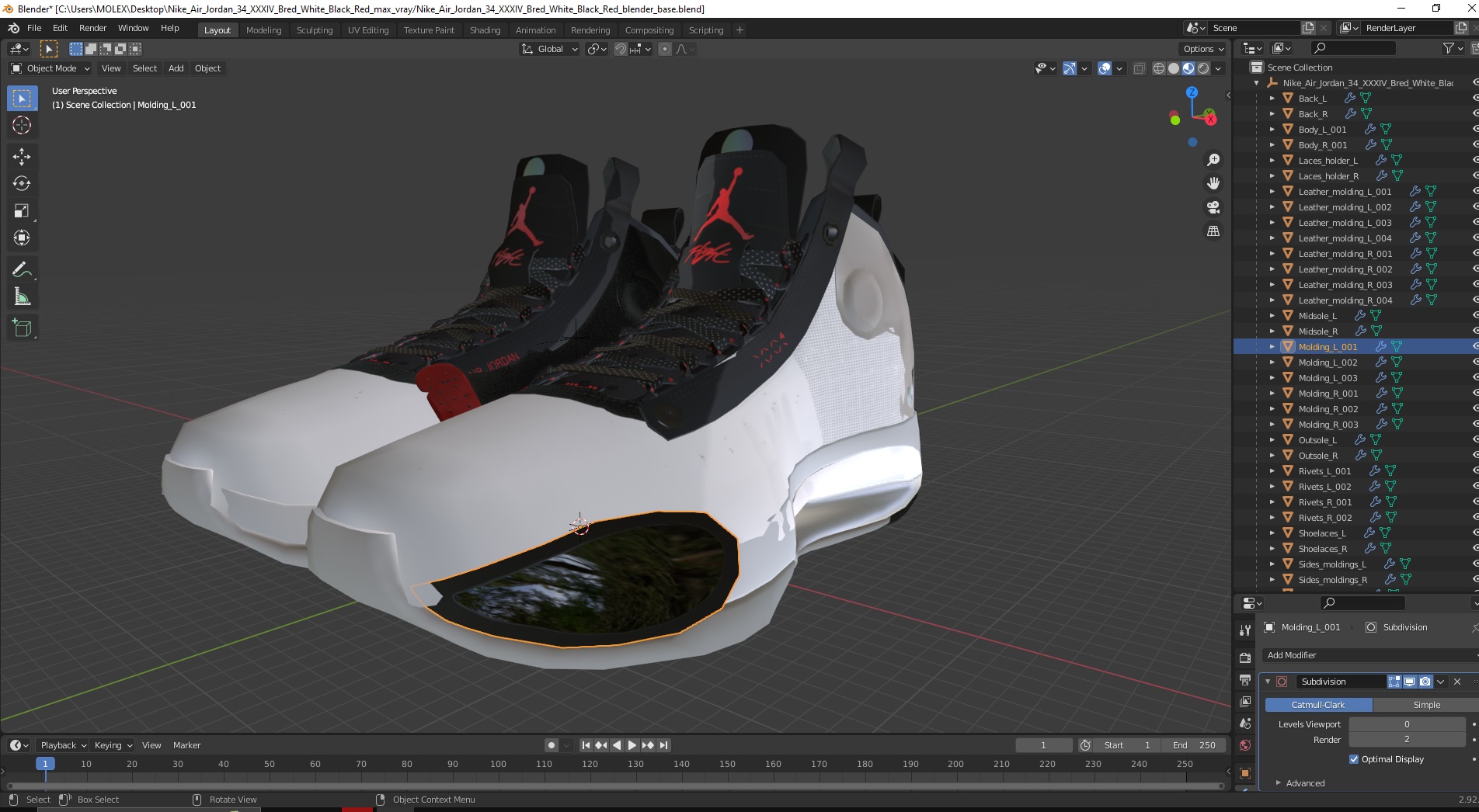 3D model Nike Air Jordan 34 XXXIV Bred White Black Red