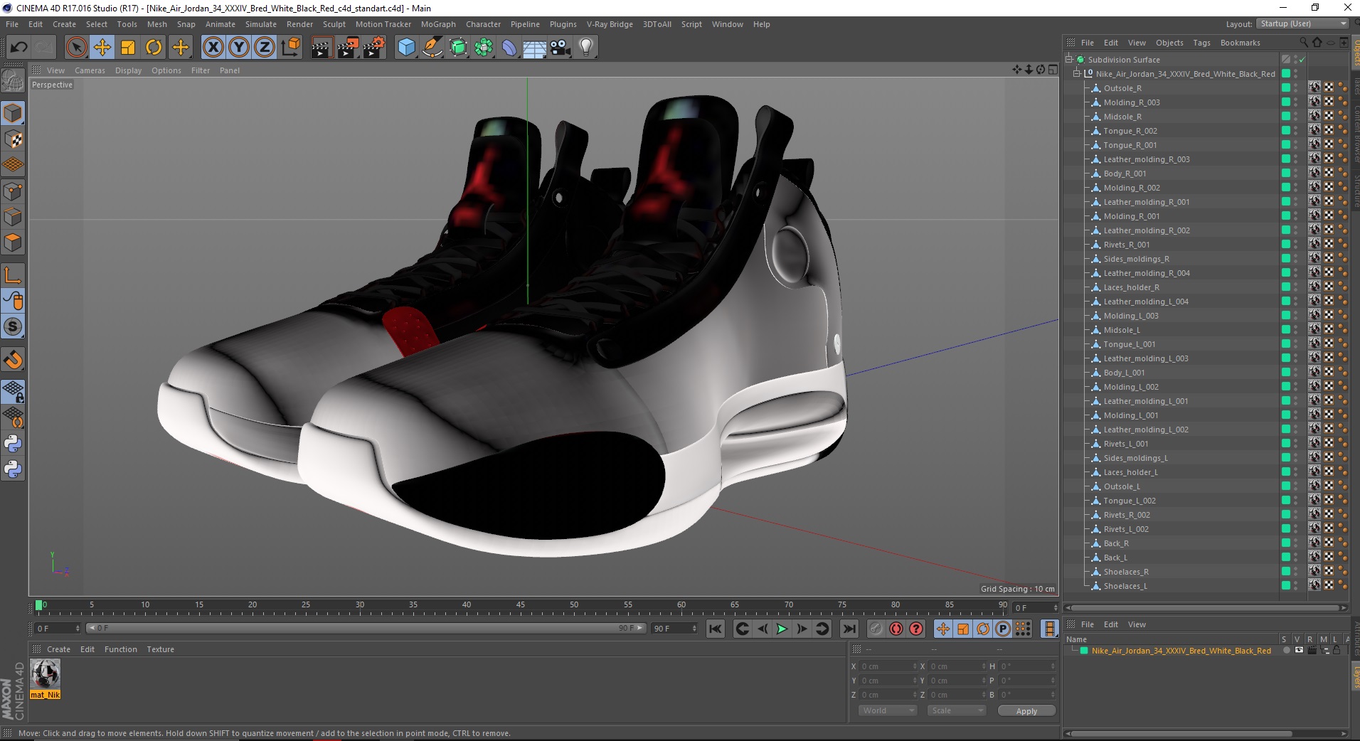 3D model Nike Air Jordan 34 XXXIV Bred White Black Red