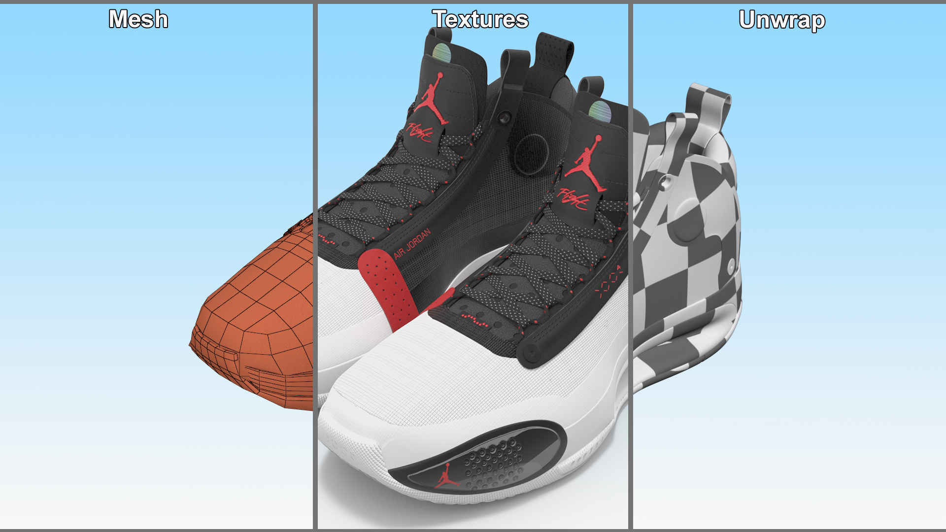 3D model Nike Air Jordan 34 XXXIV Bred White Black Red
