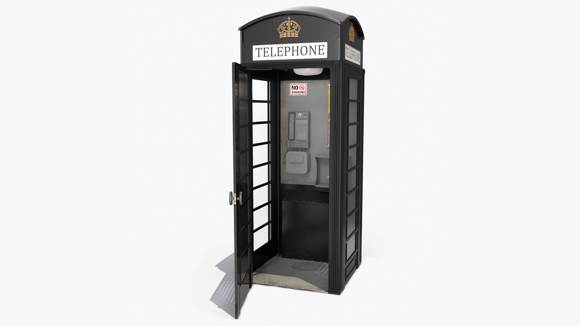London Phone Box Black 3D