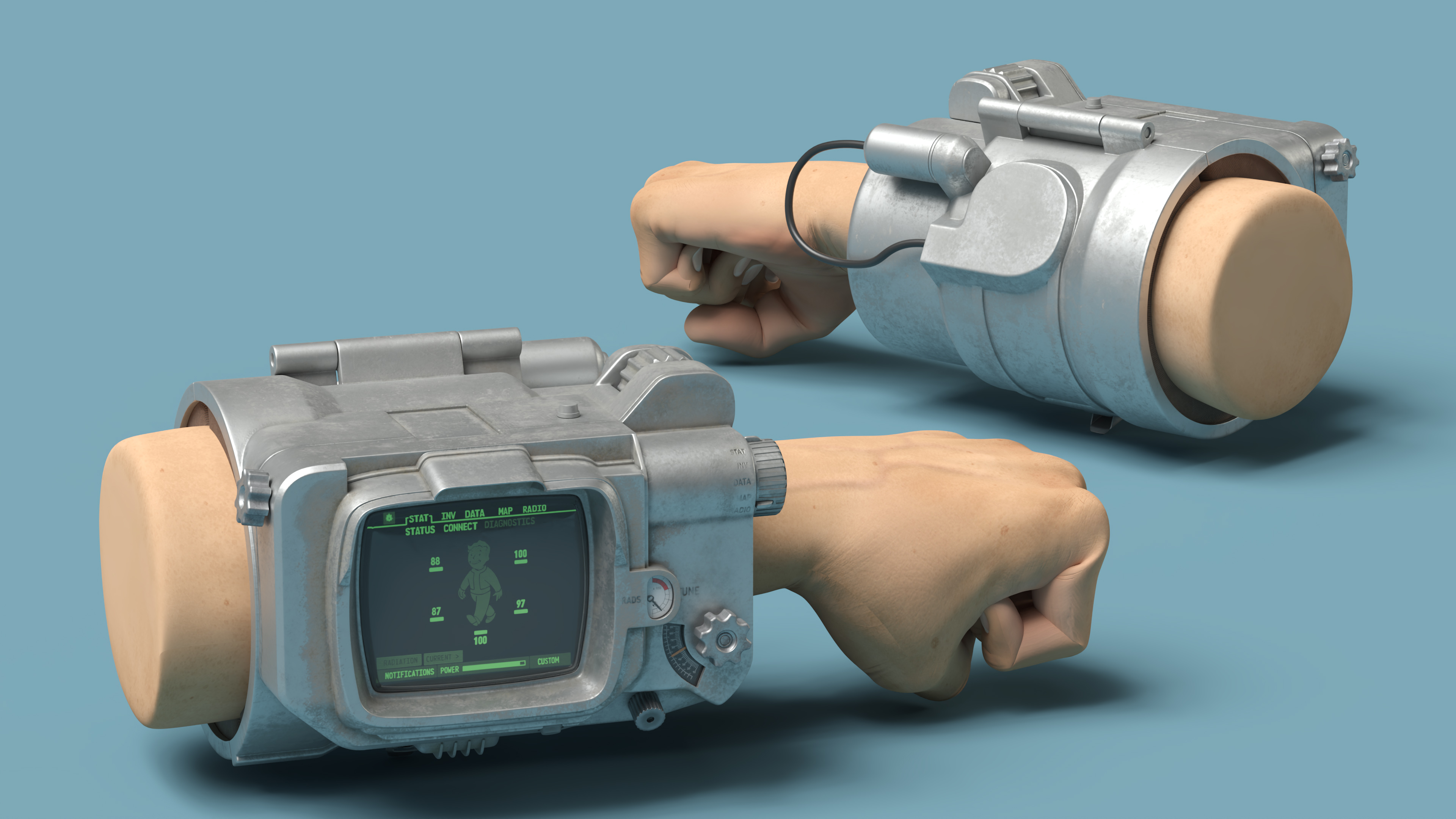 Fallout Pip Boy on the Human Arm 3D