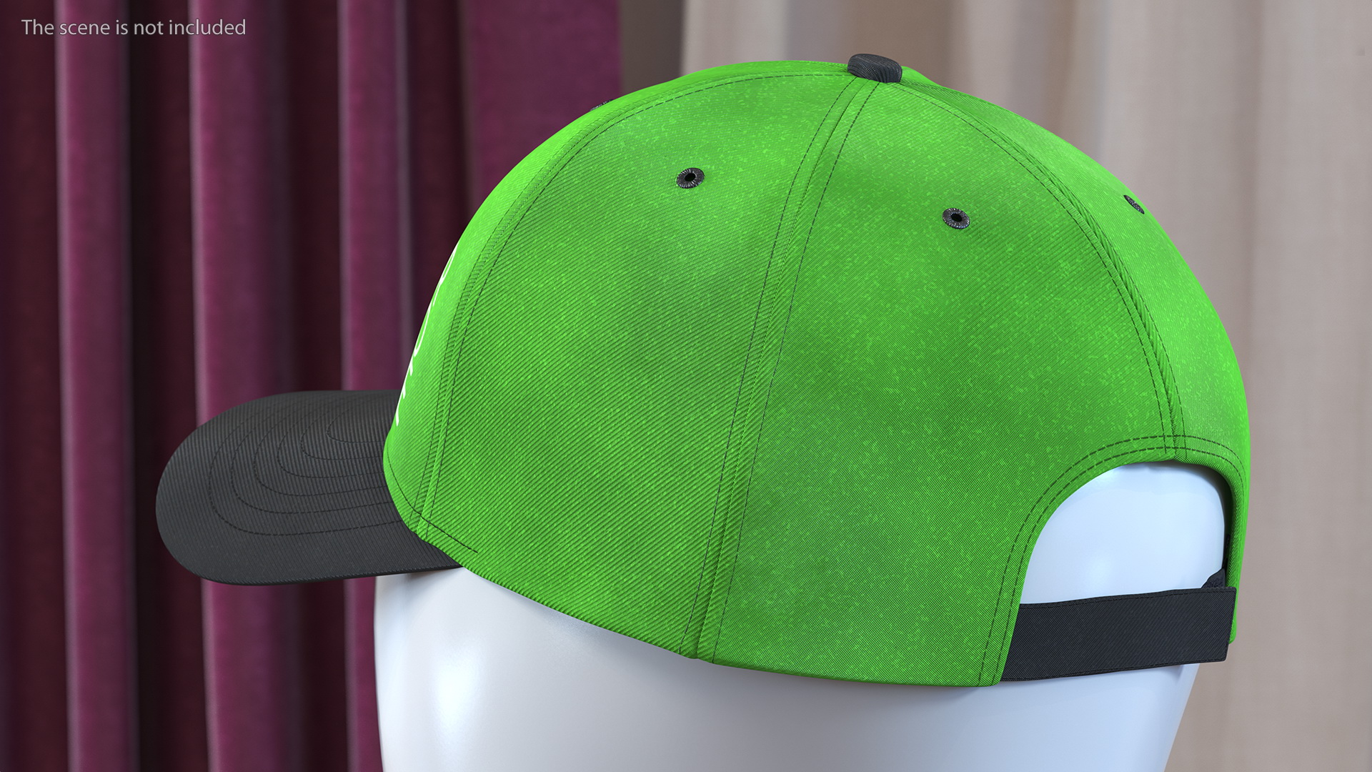 Cap Cotton Green Black Your Logo 3D