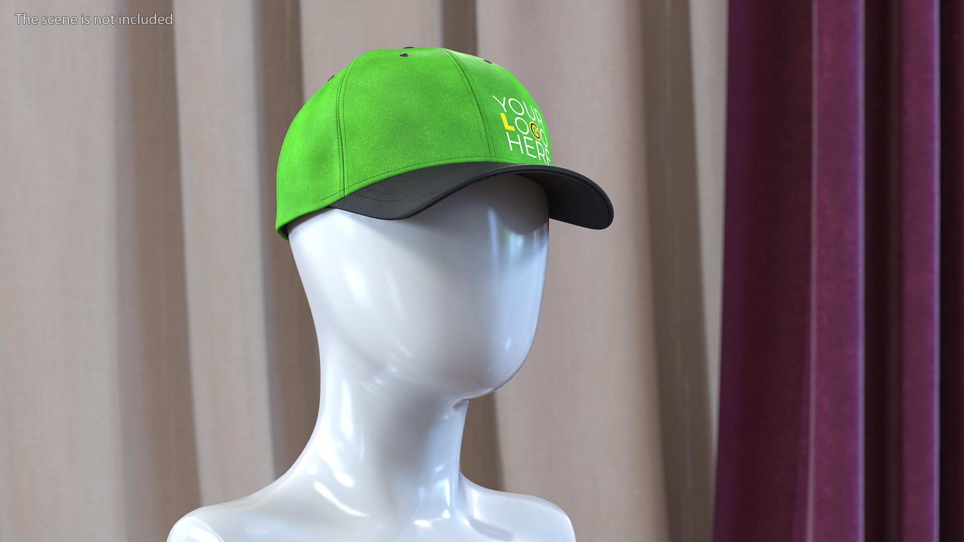 Cap Cotton Green Black Your Logo 3D