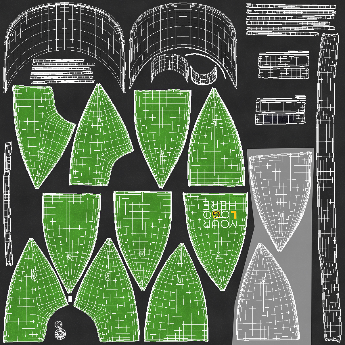 Cap Cotton Green Black Your Logo 3D