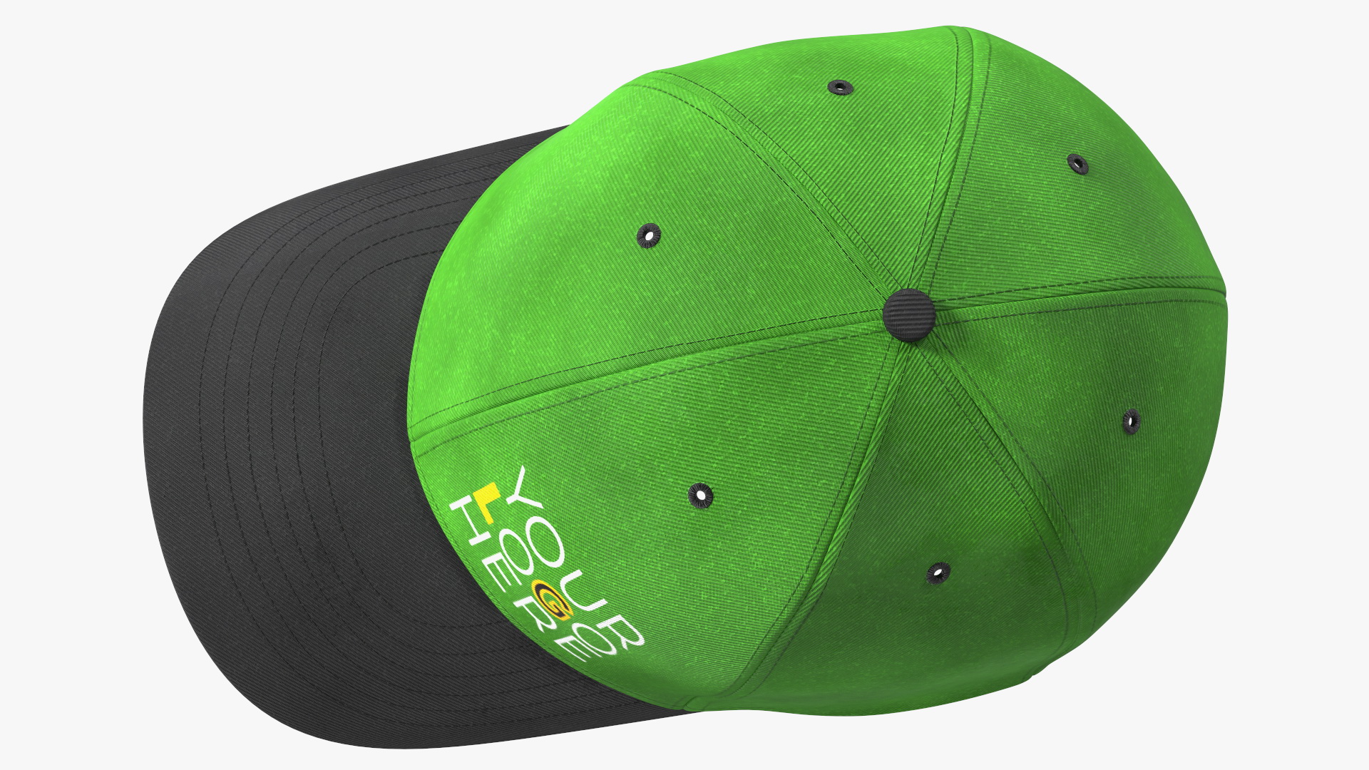 Cap Cotton Green Black Your Logo 3D