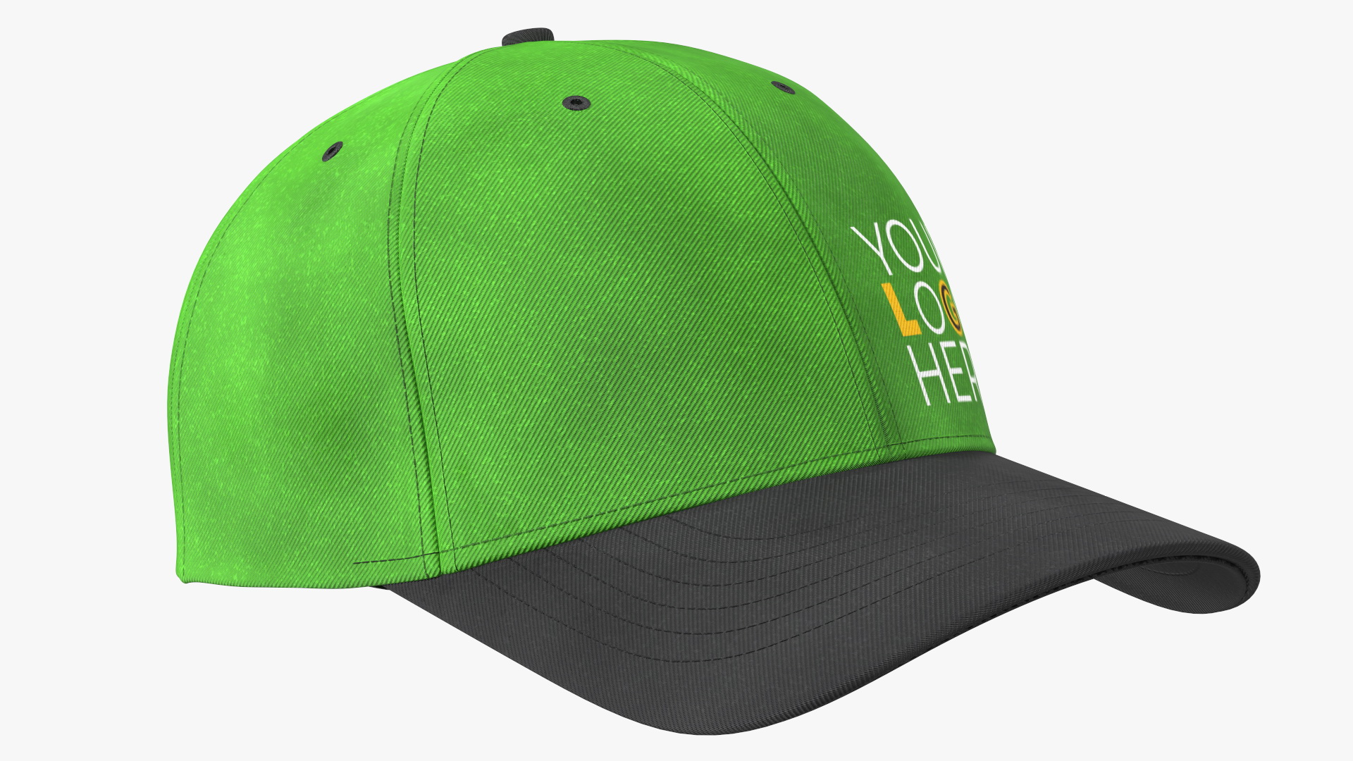 Cap Cotton Green Black Your Logo 3D