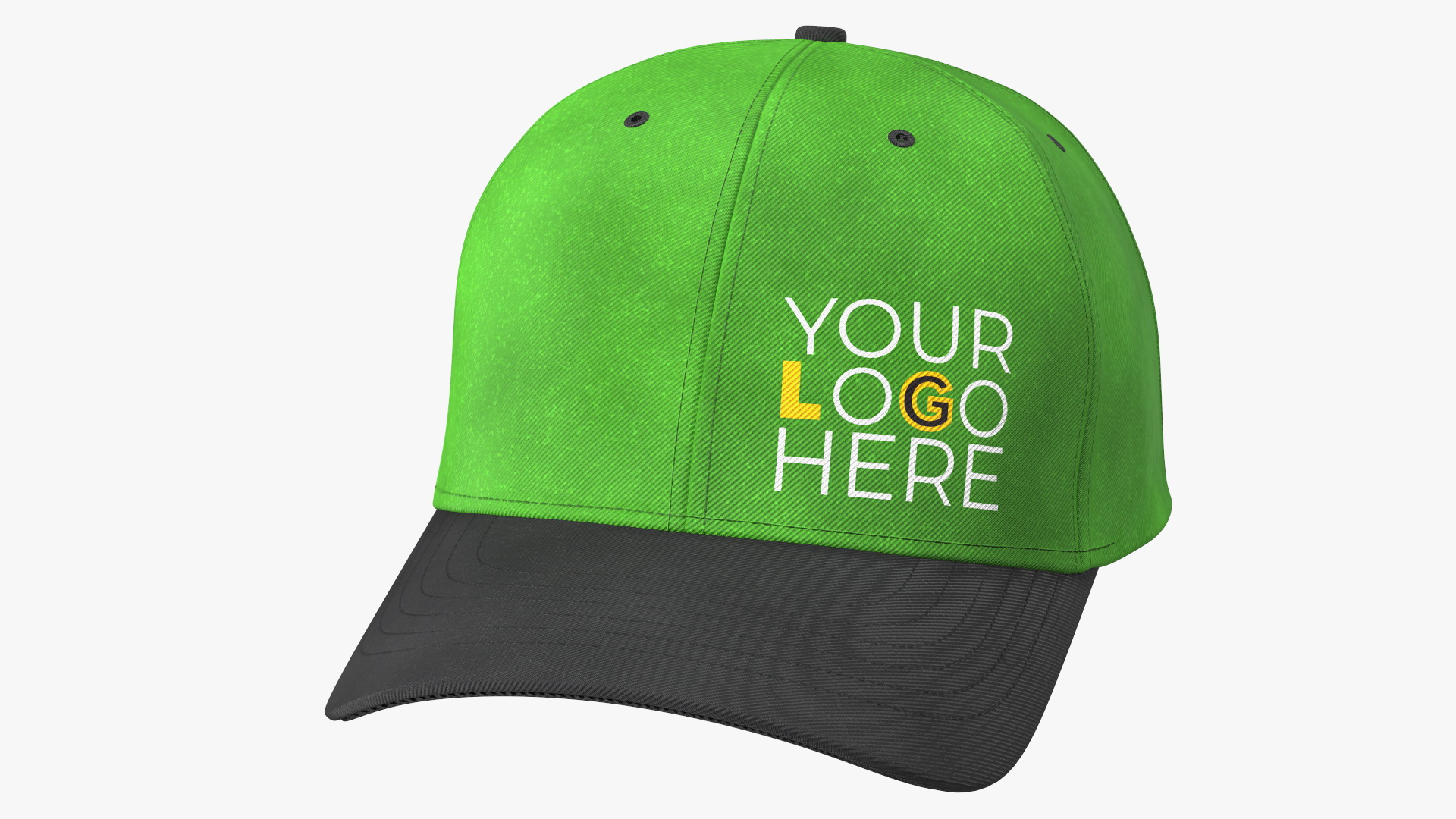 Cap Cotton Green Black Your Logo 3D