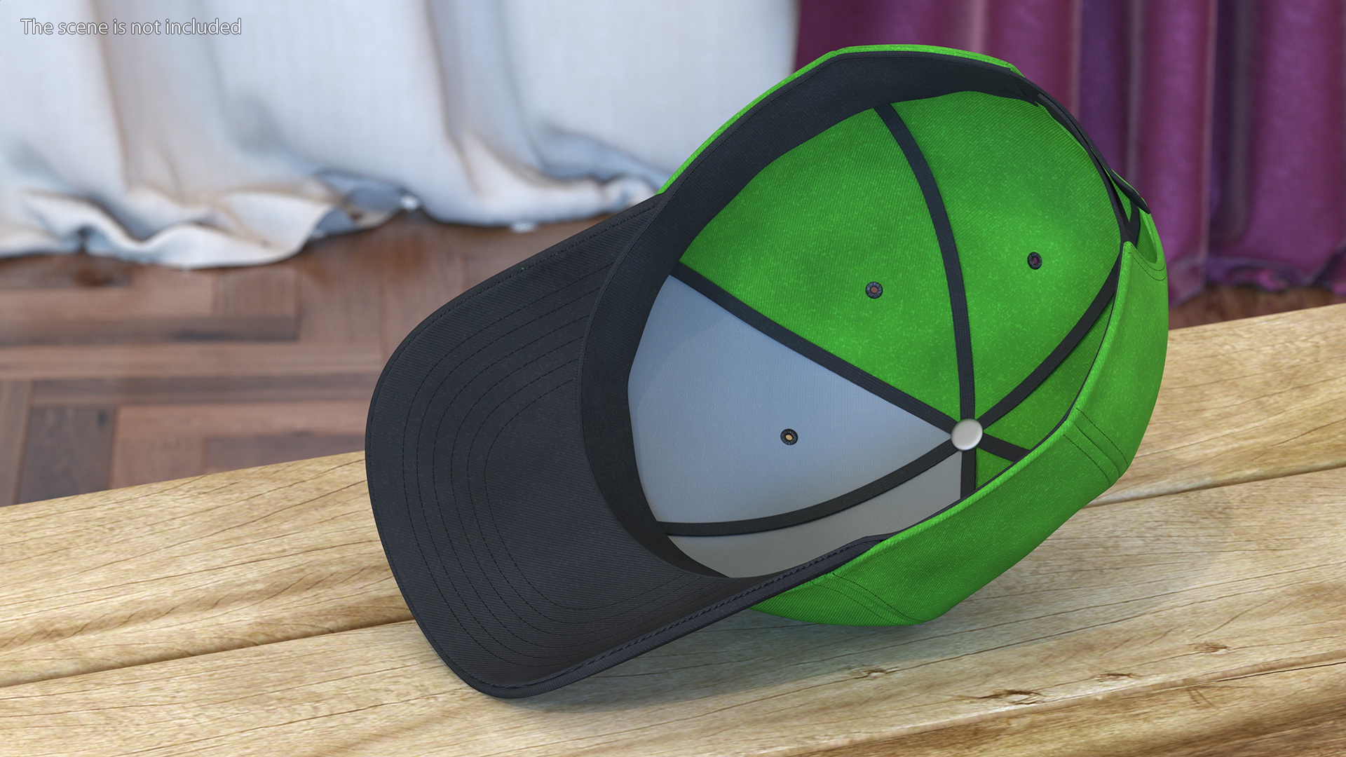 Cap Cotton Green Black Your Logo 3D