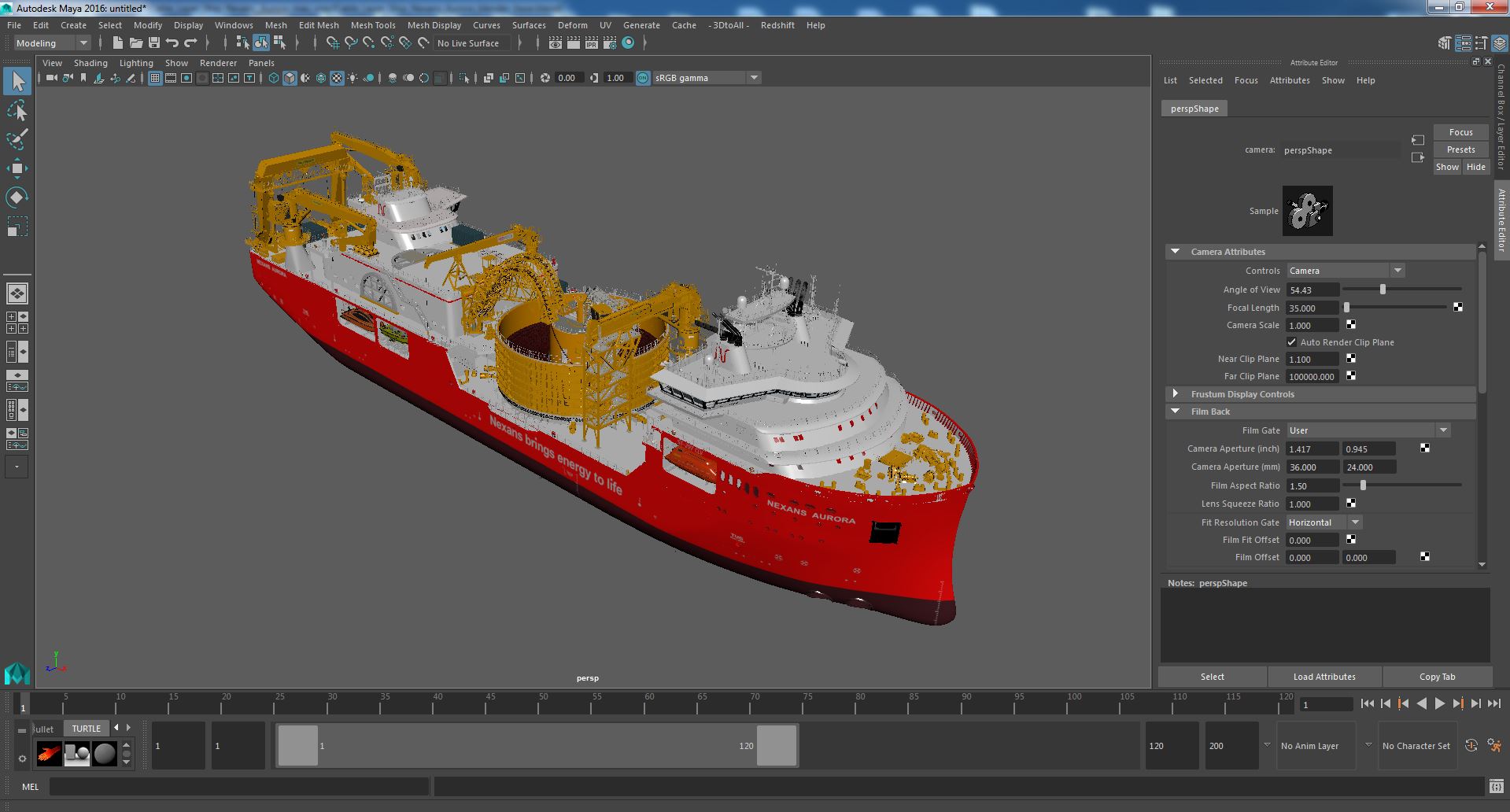 3D model Cable Layer Ship Nexans Aurora