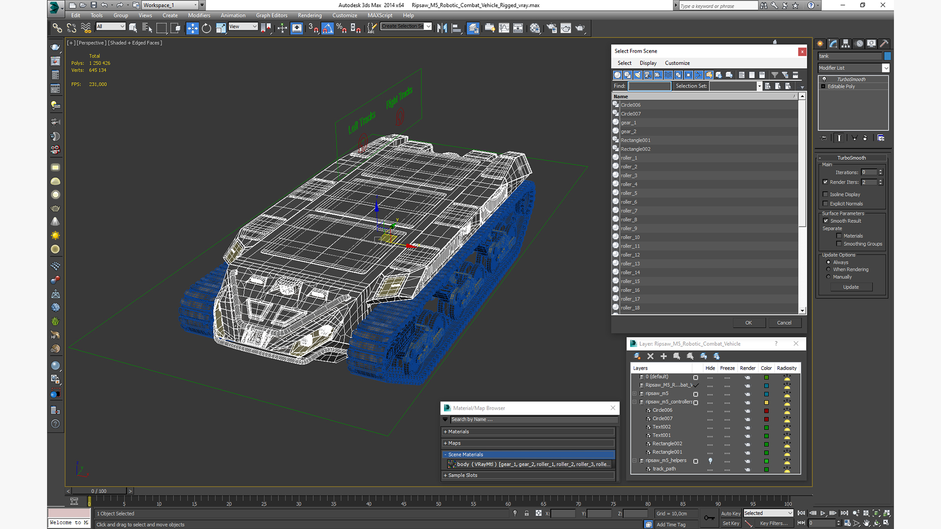 Ripsaw M5 Robotic Combat Vehicle Rigged 3D model