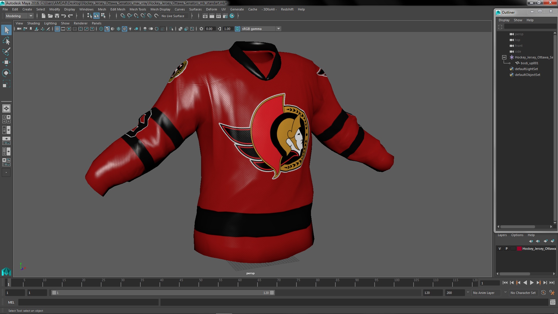 Hockey Jersey Ottawa Senators 3D model