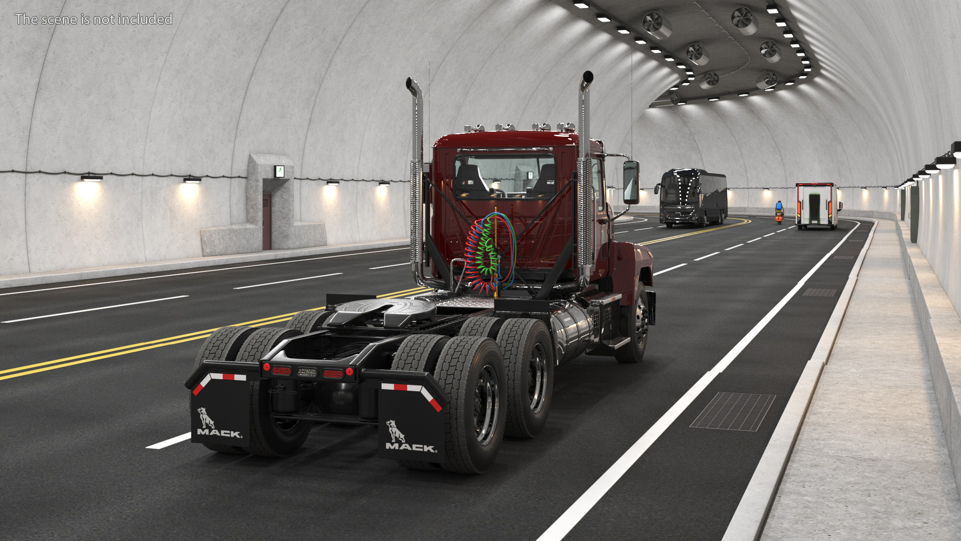 3D Semi Truck Mack Red Rigged