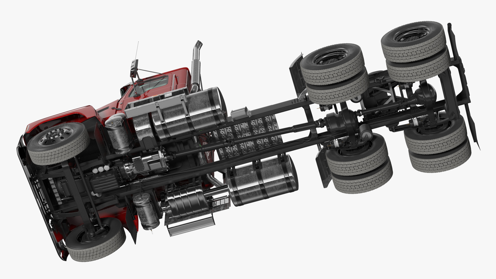 3D Semi Truck Mack Red Rigged