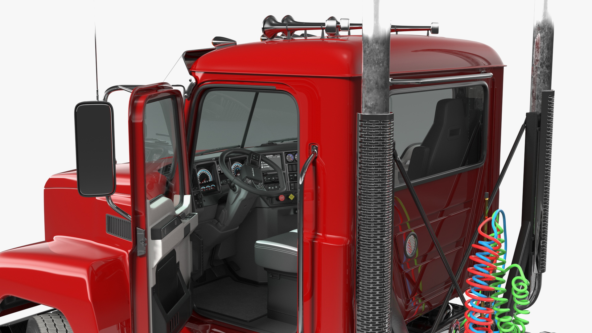 3D Semi Truck Mack Red Rigged