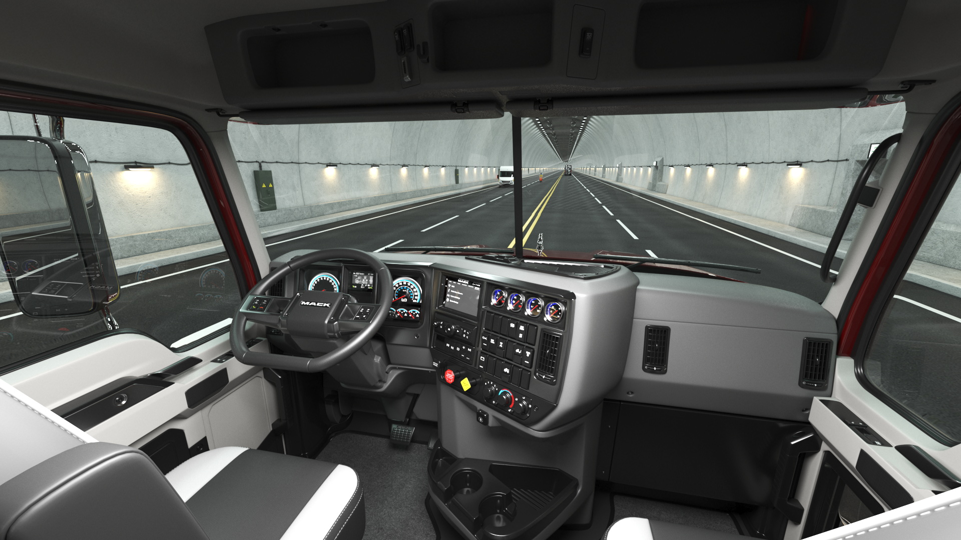3D Semi Truck Mack Red Rigged