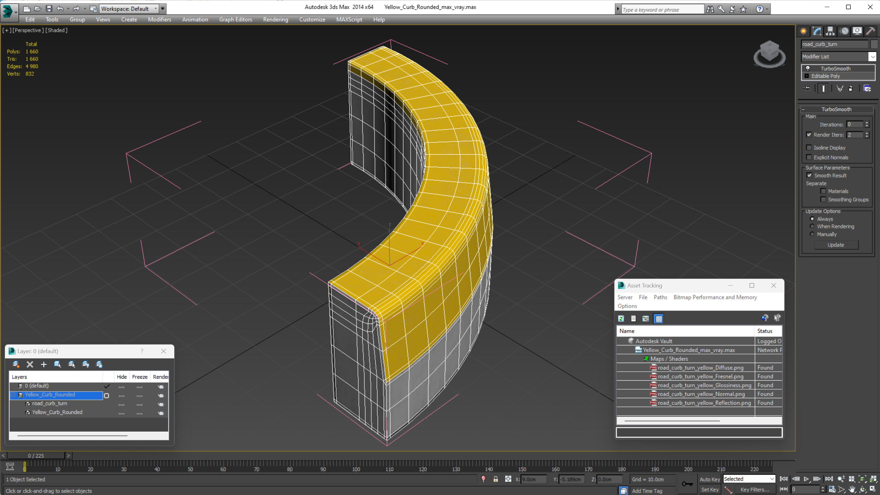 Yellow Curb Rounded 3D model
