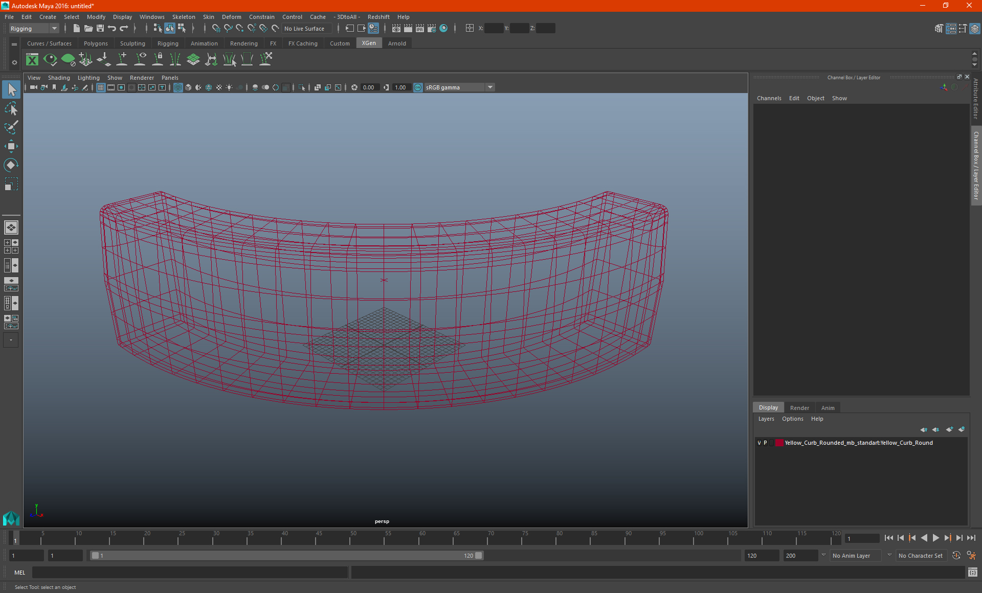 Yellow Curb Rounded 3D model
