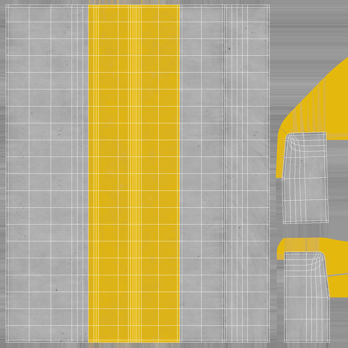 Yellow Curb Rounded 3D model