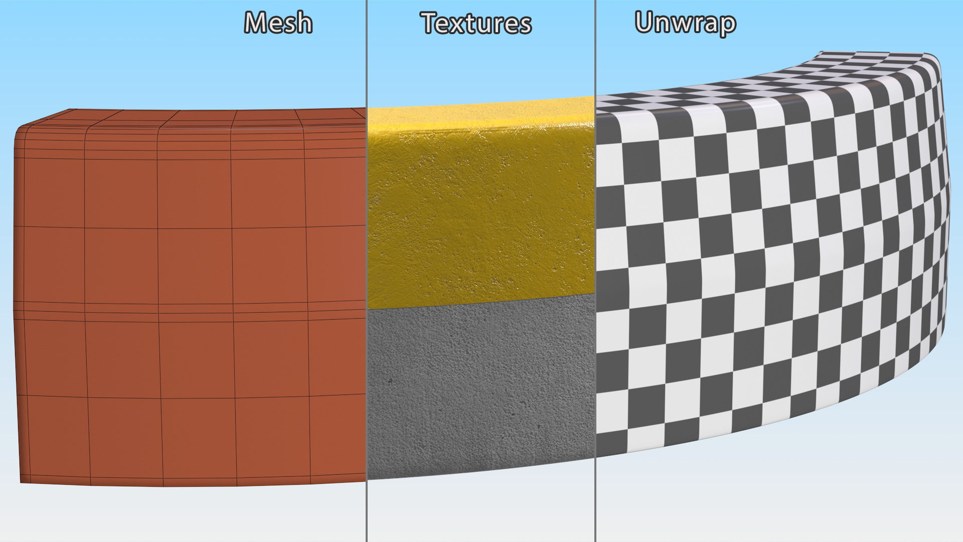 Yellow Curb Rounded 3D model