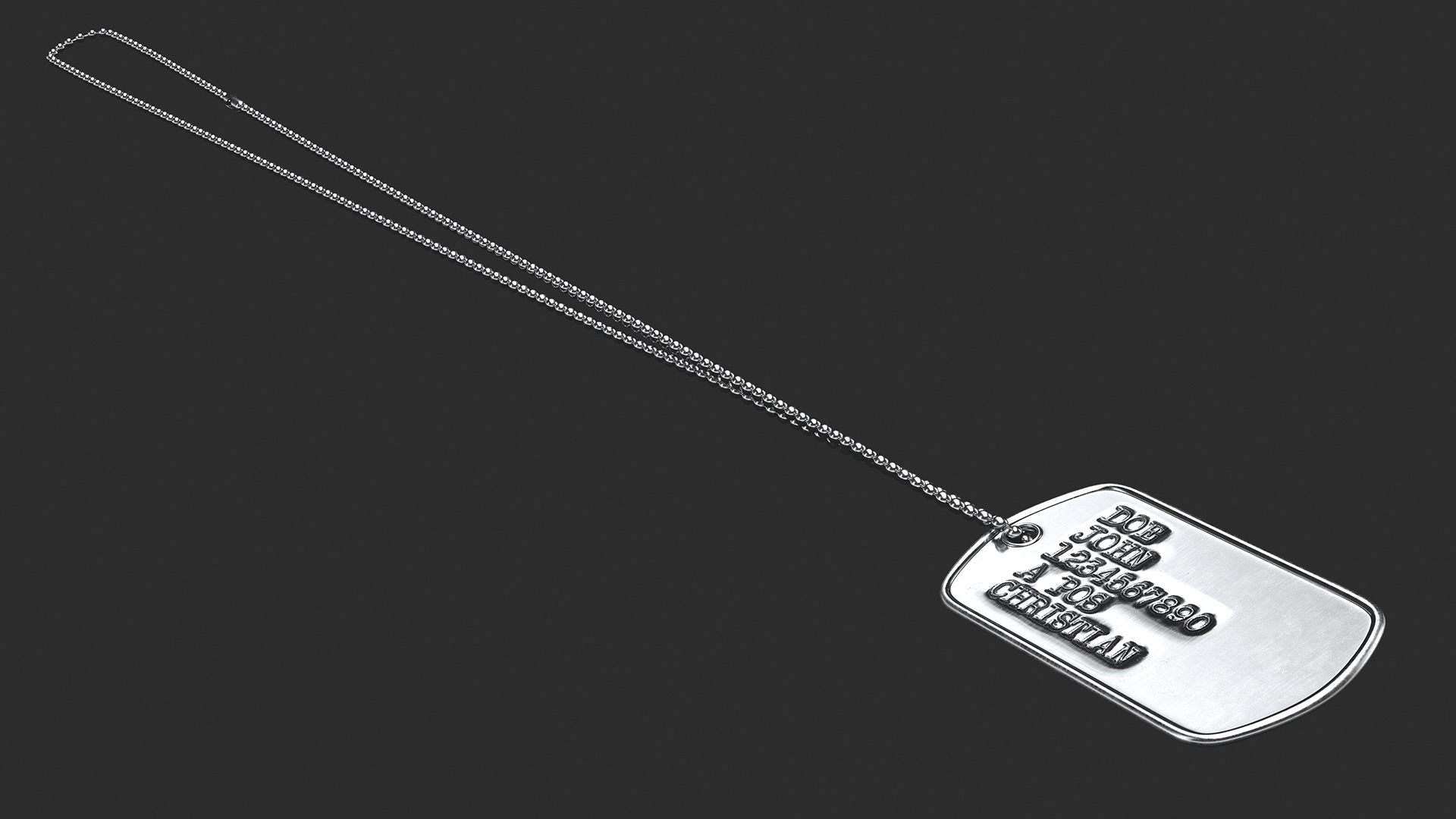 3D model Military Dog Tag Hang Straight