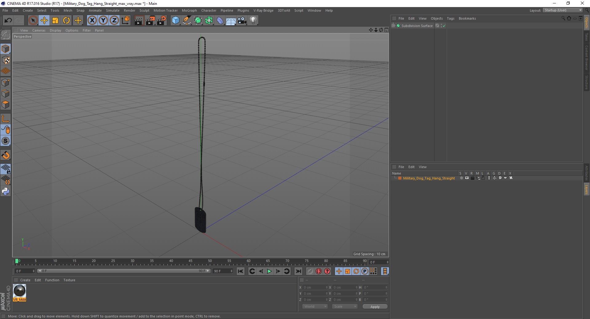 3D model Military Dog Tag Hang Straight