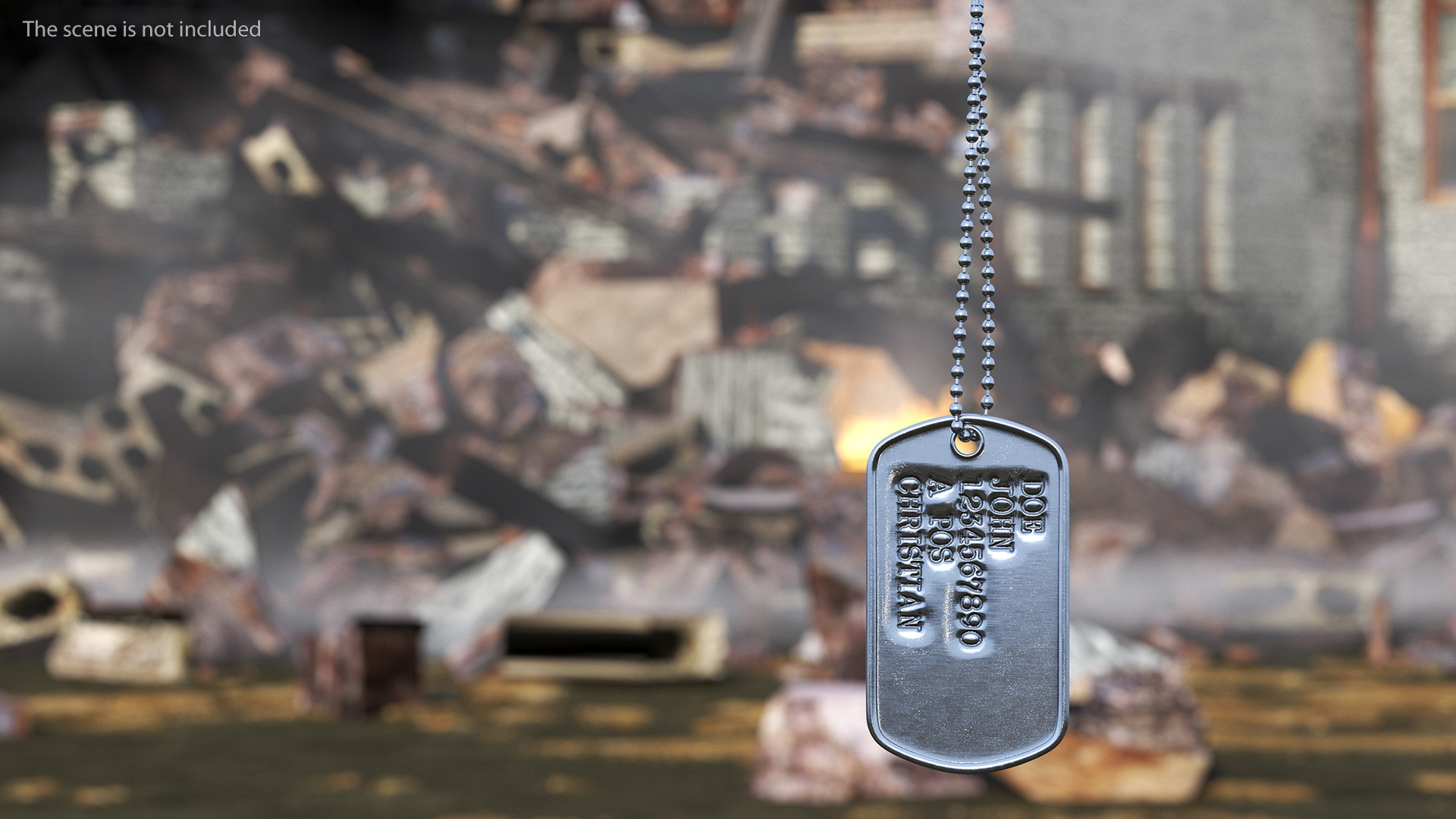 3D model Military Dog Tag Hang Straight