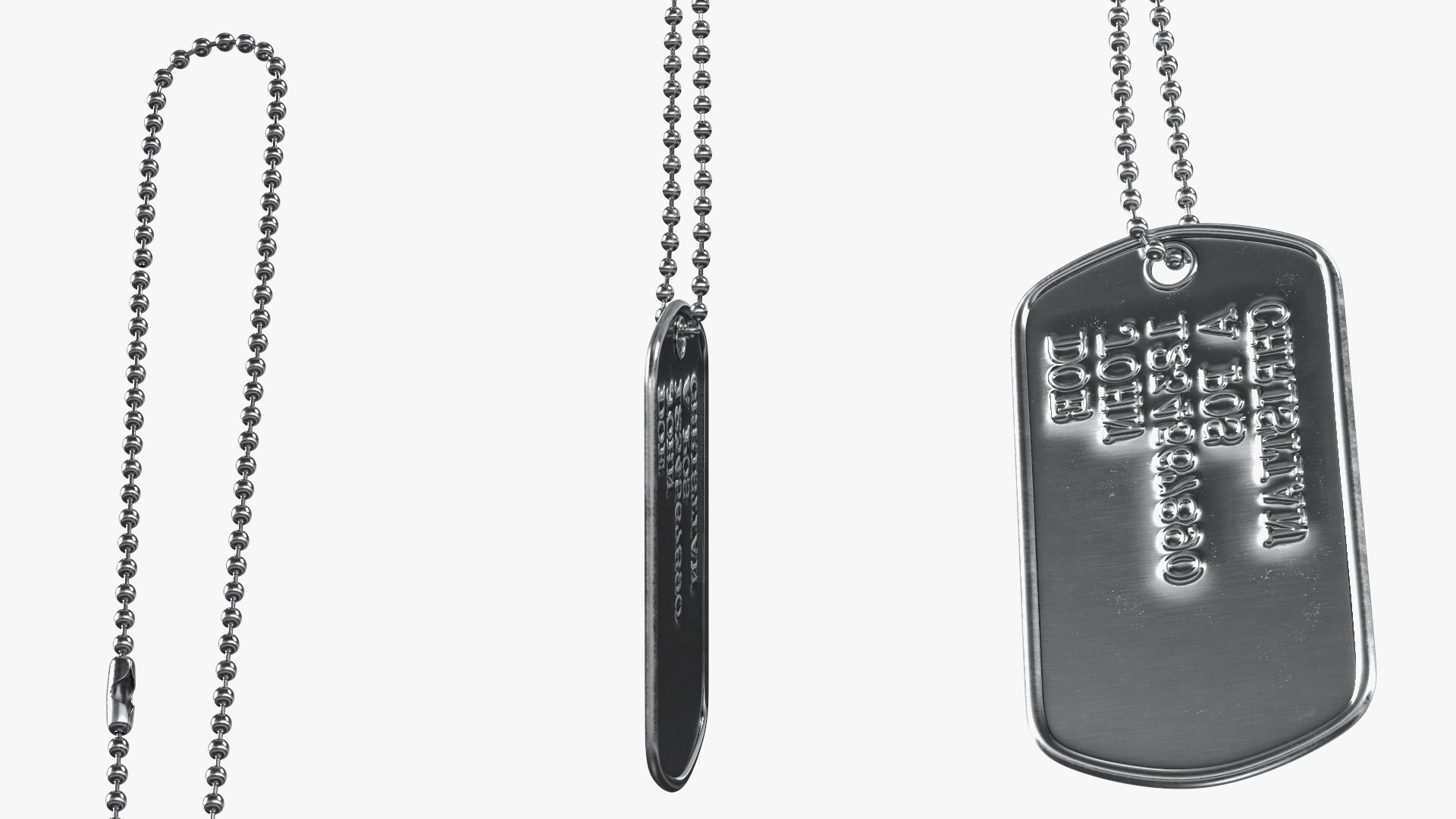 3D model Military Dog Tag Hang Straight