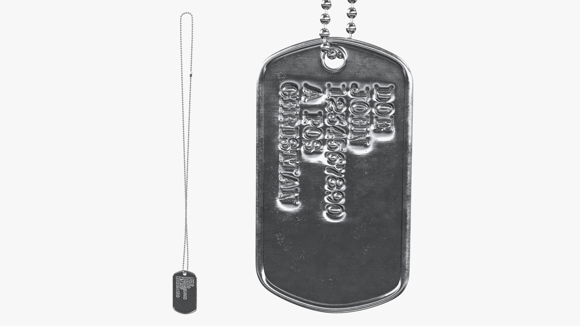 3D model Military Dog Tag Hang Straight
