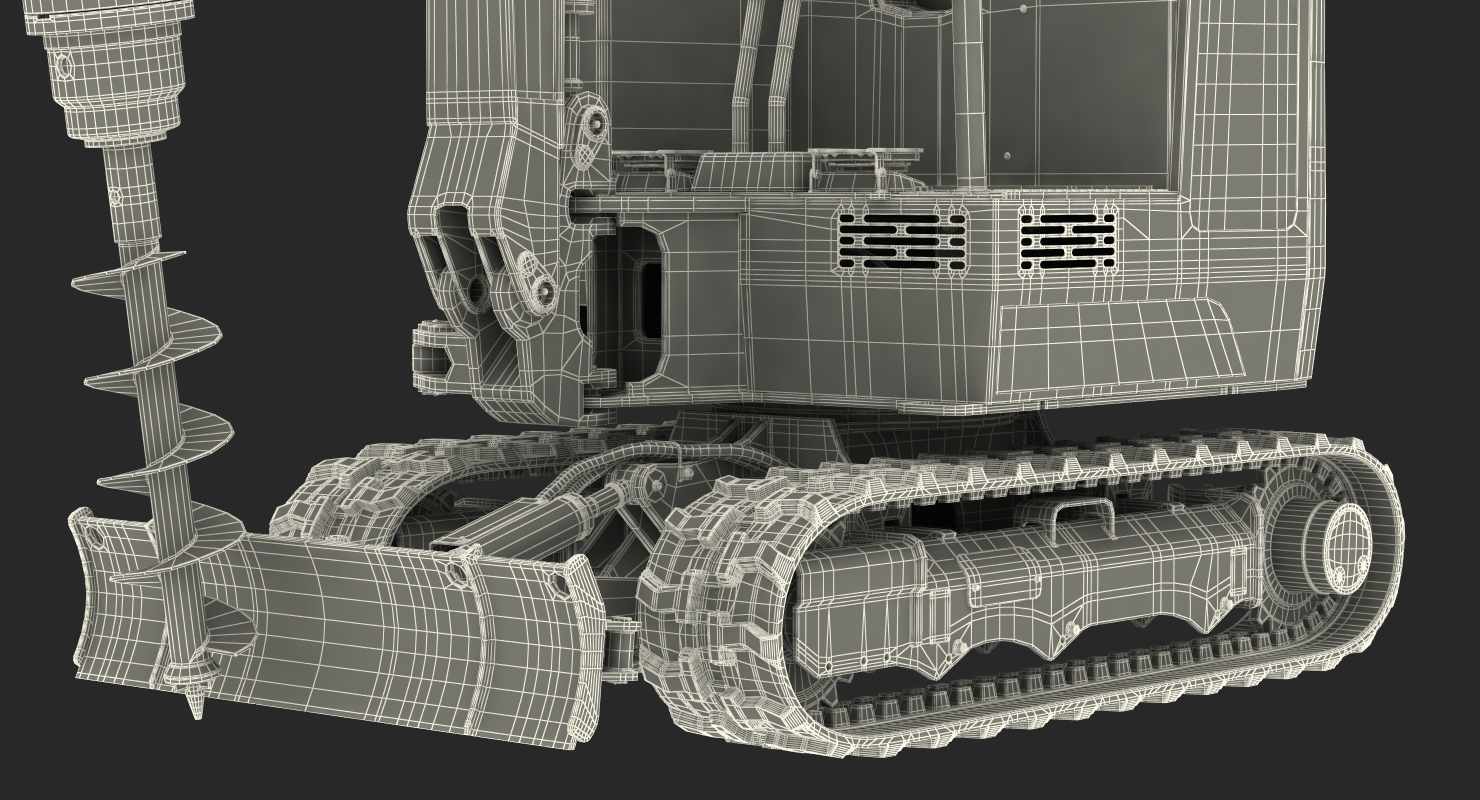 Mini Excavator JCB 18Z1 with Earth Drill X2500 Dirty 3D