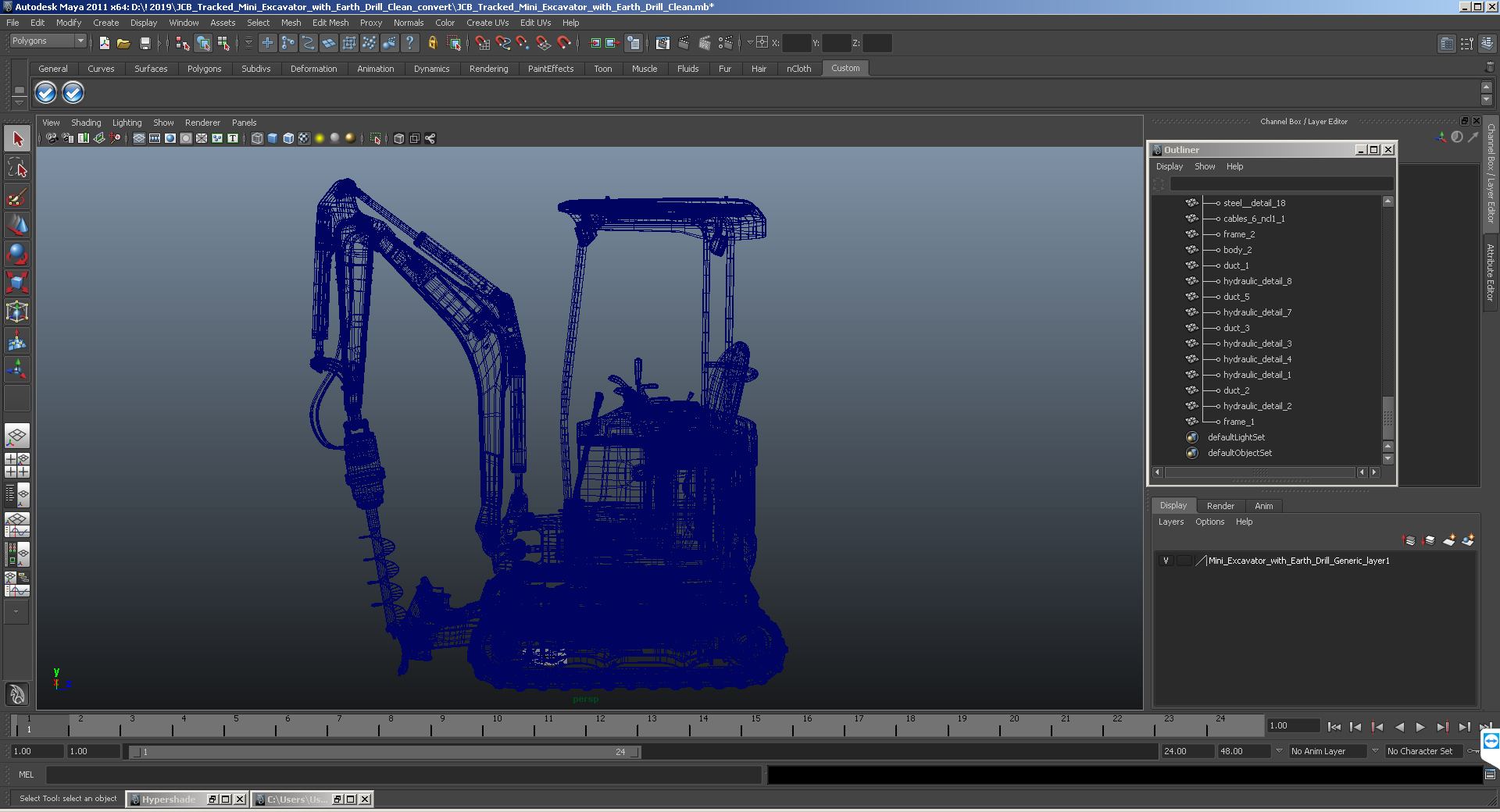 Mini Excavator JCB 18Z1 with Earth Drill X2500 Dirty 3D